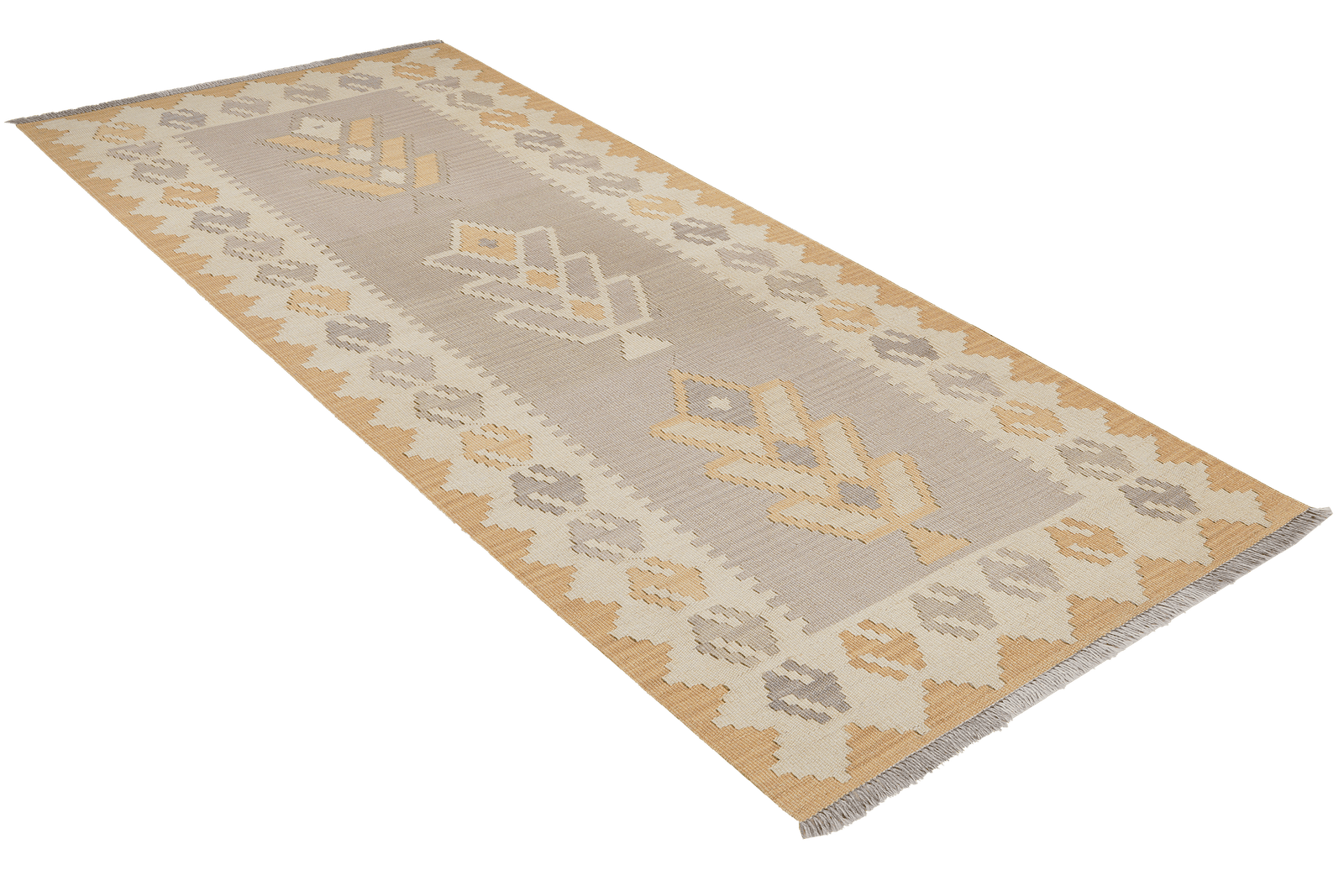 Kelim Gashgai — Handmade, 84x211 cm, Grey, 100% Virgin Wool | View 4
