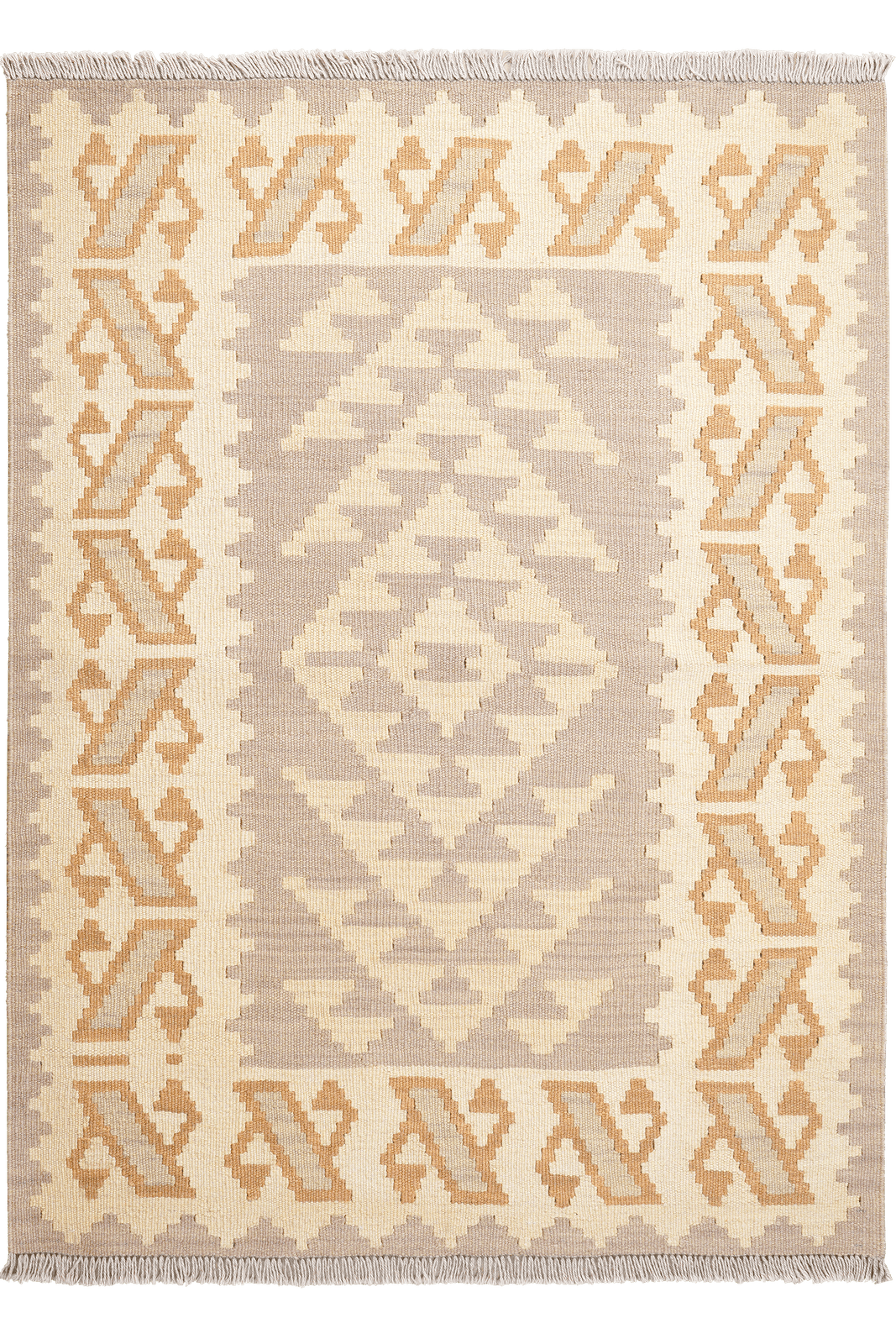 Kelim Gashgai — Handmade, 103x141 cm, Grey, 100% Virgin Wool | Main view