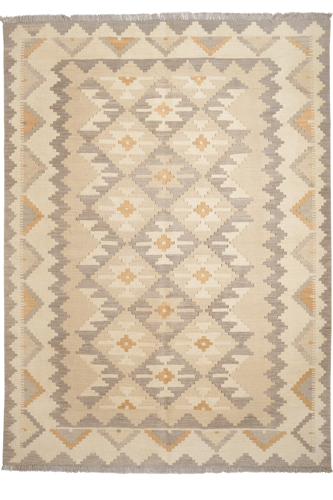 Kelim Gashgai — Handmade, 169x234 cm, Beige, 100% Virgin Wool | Main view