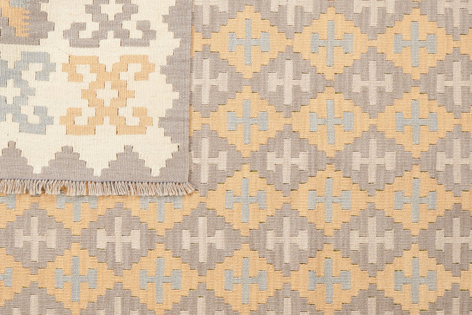 Kelim Gashgai — Handmade, 178x235 cm, Grey, 100% Virgin Wool | View 6