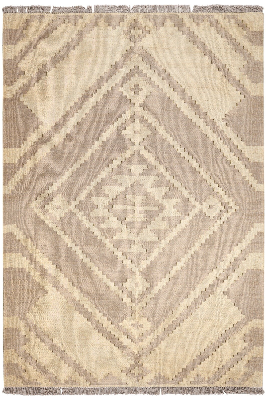 Kelim Gashgai — Handmade, 120x175 cm, Beige, 100% Virgin Wool | Main view