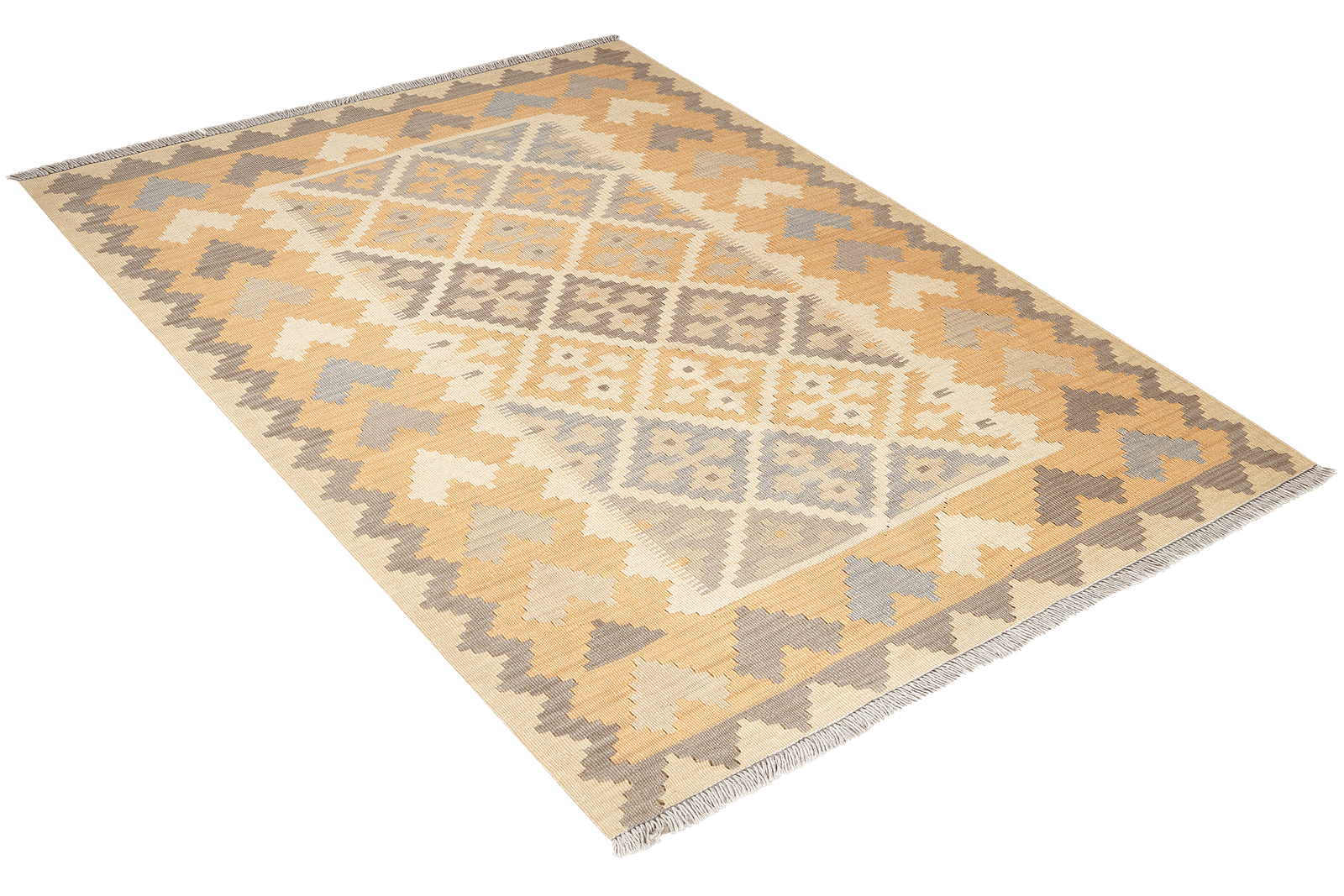 Kelim Gashgai — Handmade, 124x176 cm, Beige, 100% Virgin Wool | View 4
