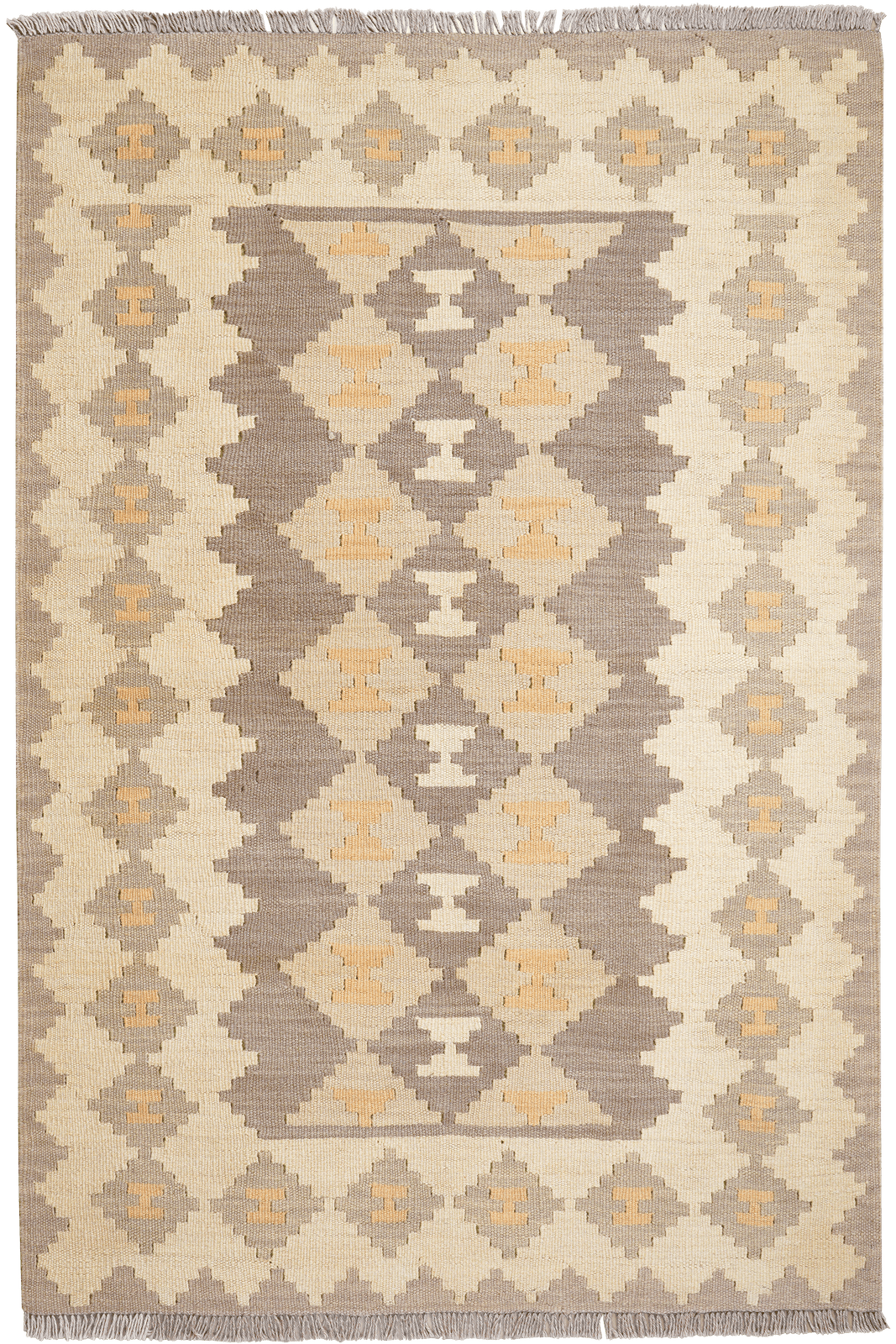 Kelim Gashgai — Handmade, 119x176 cm, Grey, 100% Virgin Wool | Main view