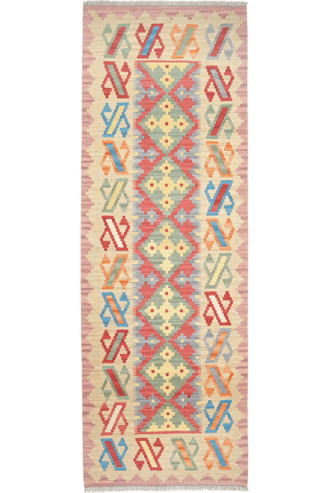Kelim Gashgai — Handmade, 81x243 cm, Blue, 100% Virgin Wool | Main view