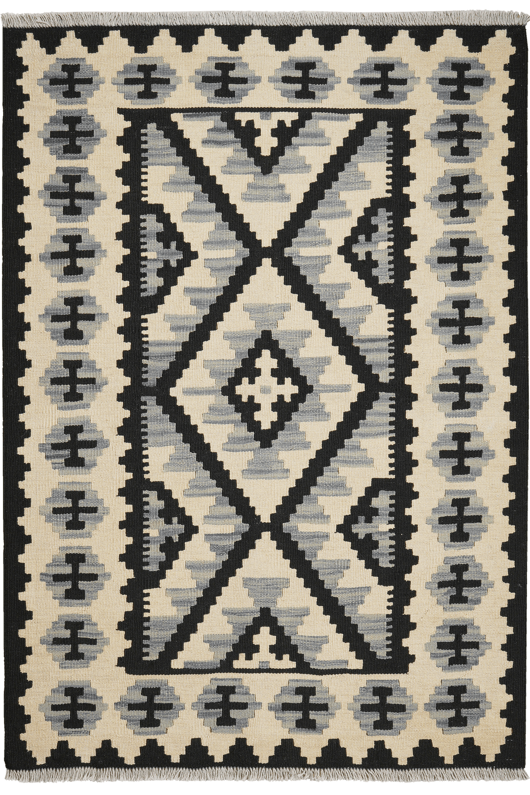 Kelim Gashgai — Handmade, 107x154 cm, Beige, 100% Virgin Wool | Main view