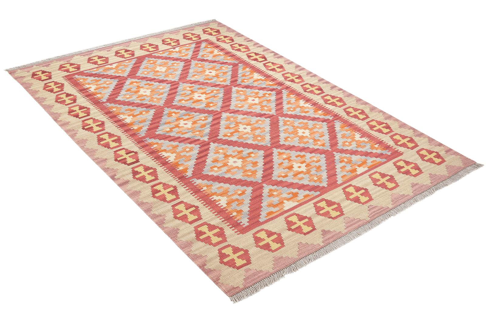 Kelim Gashgai — Handmade, 127x184 cm, Red, 100% Virgin Wool | View 4
