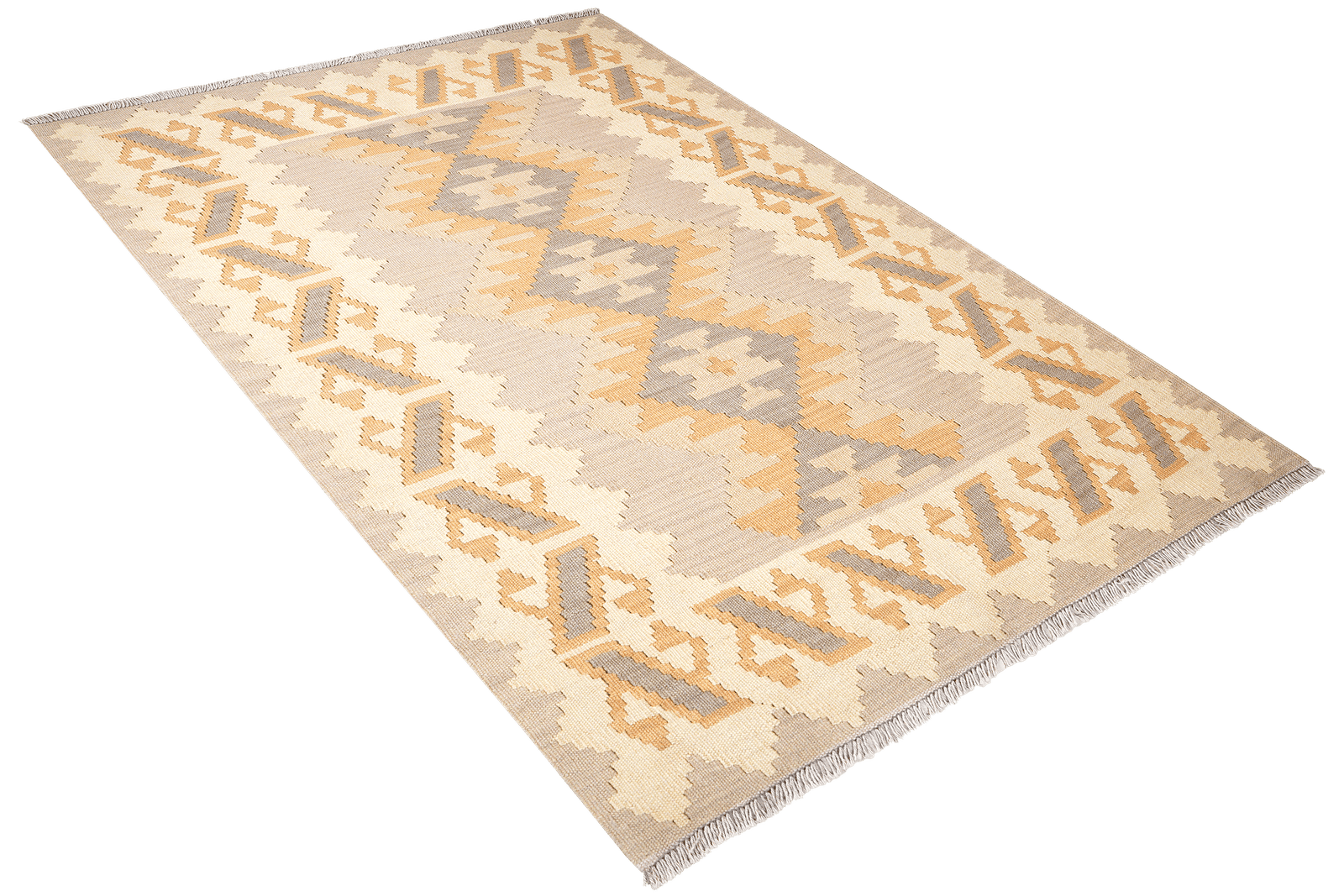 Kelim Gashgai — Handmade, 127x183 cm, Grey, 100% Virgin Wool | View 4