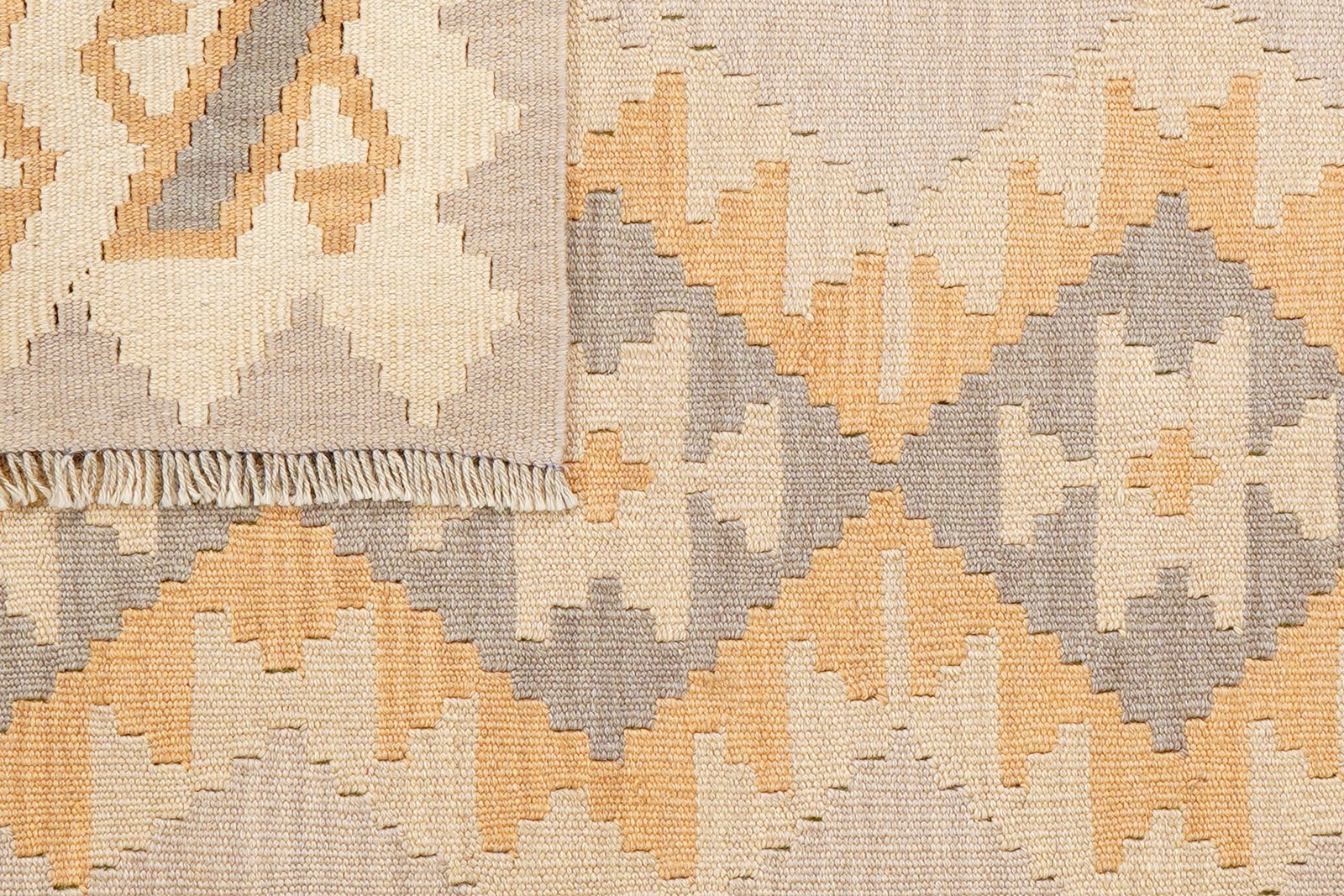 Kelim Gashgai — Handmade, 127x183 cm, Grey, 100% Virgin Wool | View 6