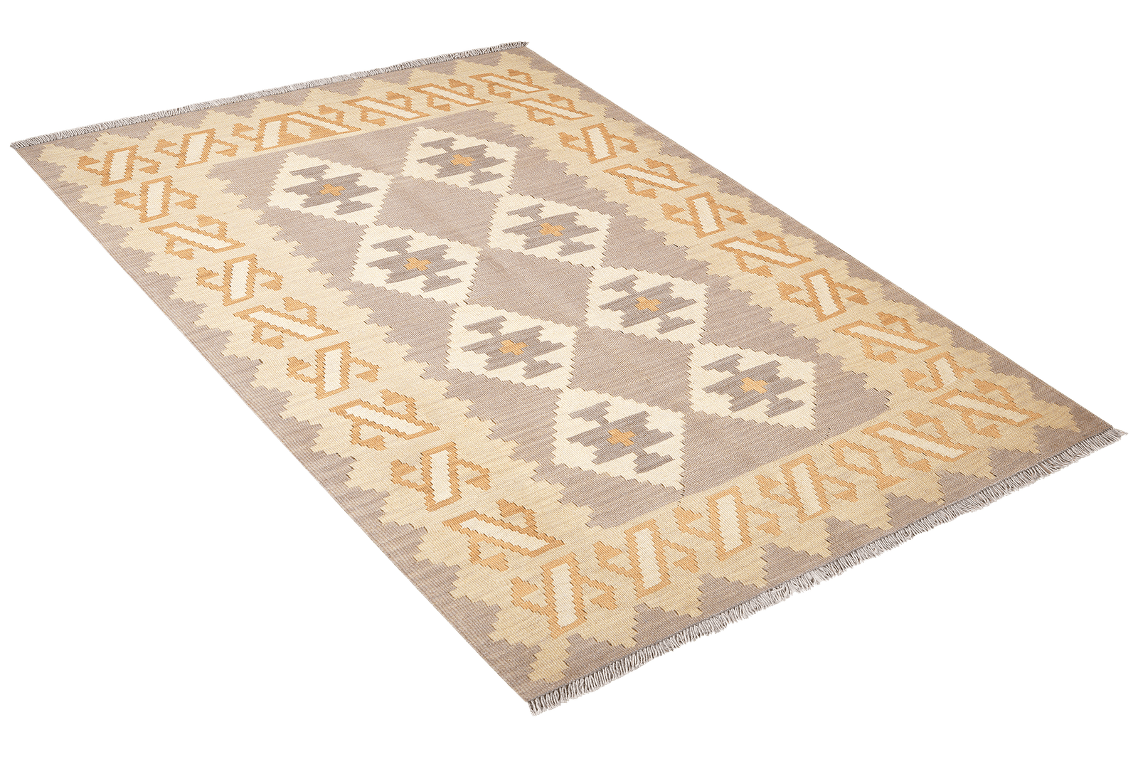 Kelim Gashgai — Handmade, 121x184 cm, Grey, 100% Virgin Wool | View 4