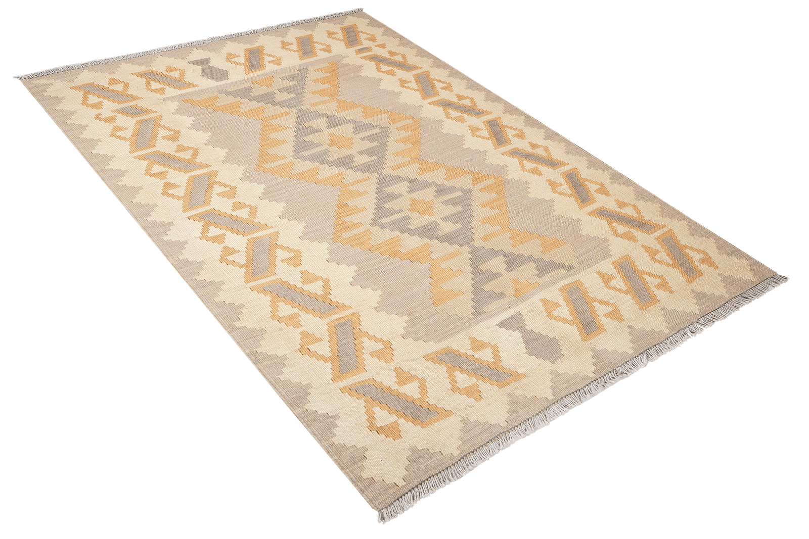 Kelim Gashgai — Handmade, 123x174 cm, Grey, 100% Virgin Wool | View 4