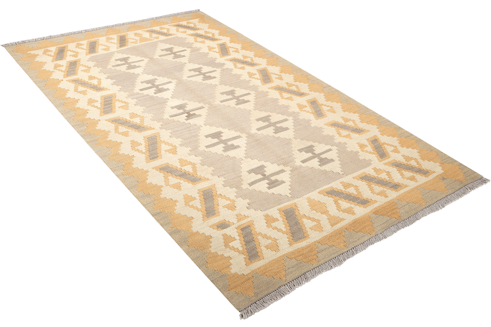 Kelim Gashgai — Handmade, 118x180 cm, Grey, 100% Virgin Wool | View 4