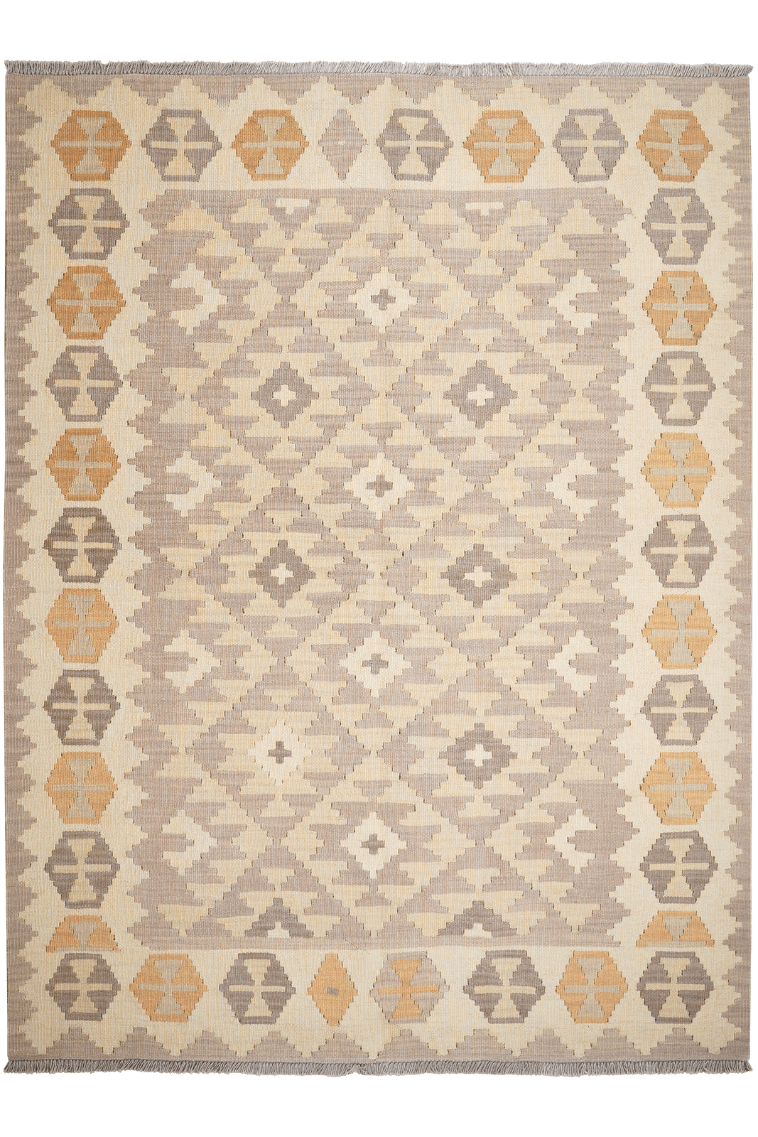 Kelim Gashgai — Handmade, 174x234 cm, Grey, 100% Virgin Wool | Main view