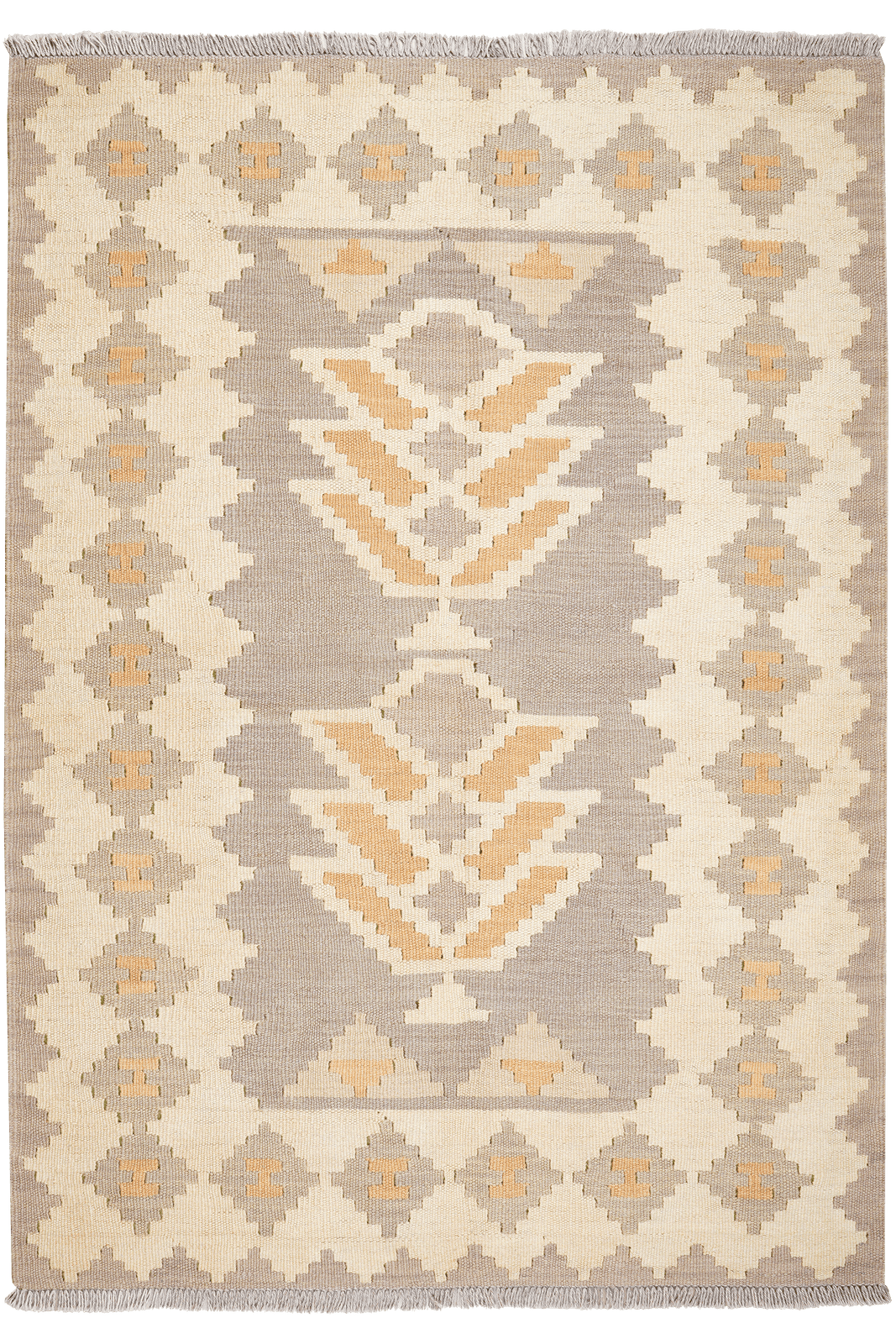 Kelim Gashgai — Handmade, 120x169 cm, Grey, 100% Virgin Wool | Main view