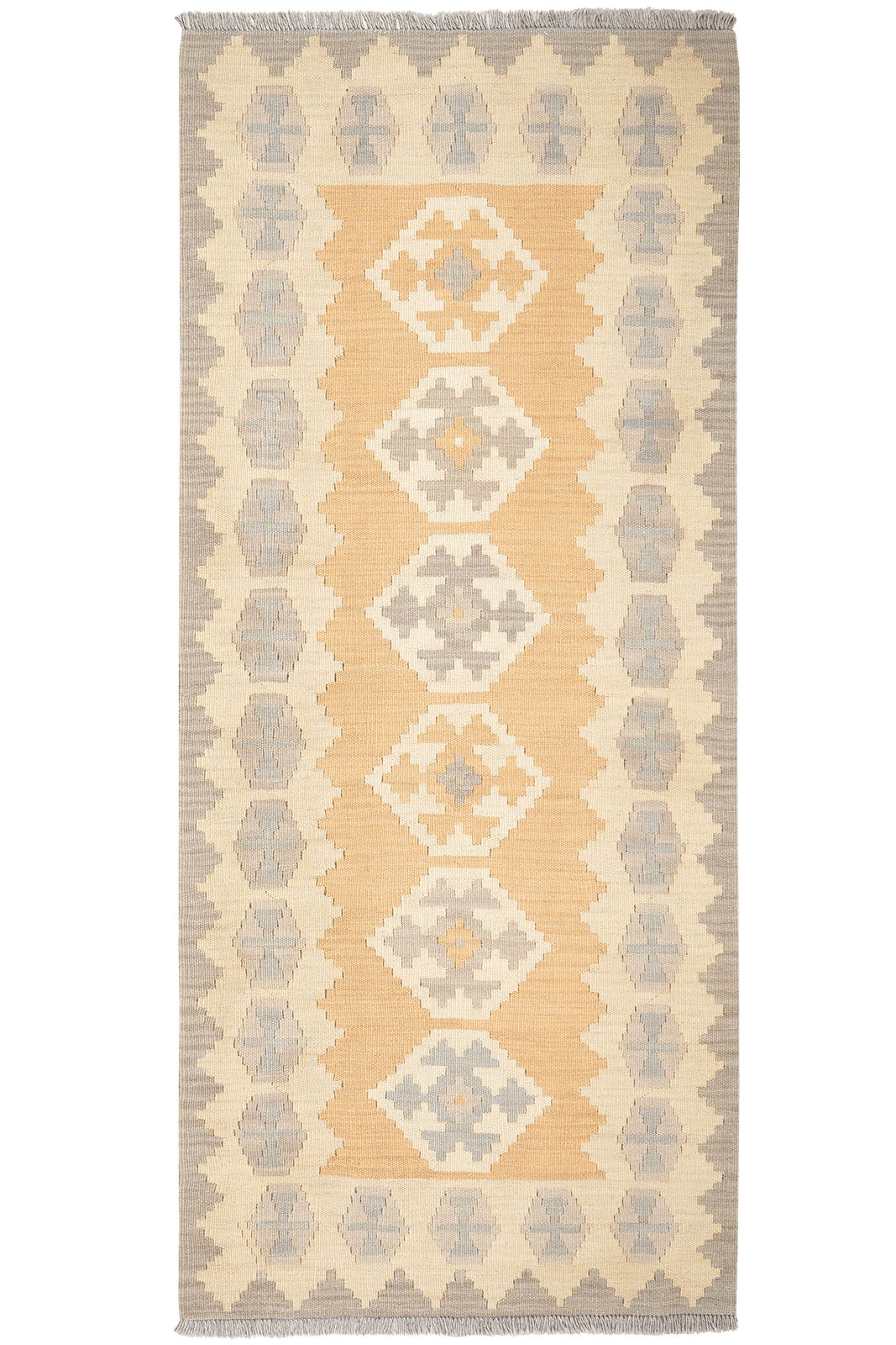 Kelim Gashgai — Handmade, 84x193 cm, Grey, 100% Virgin Wool | Main view