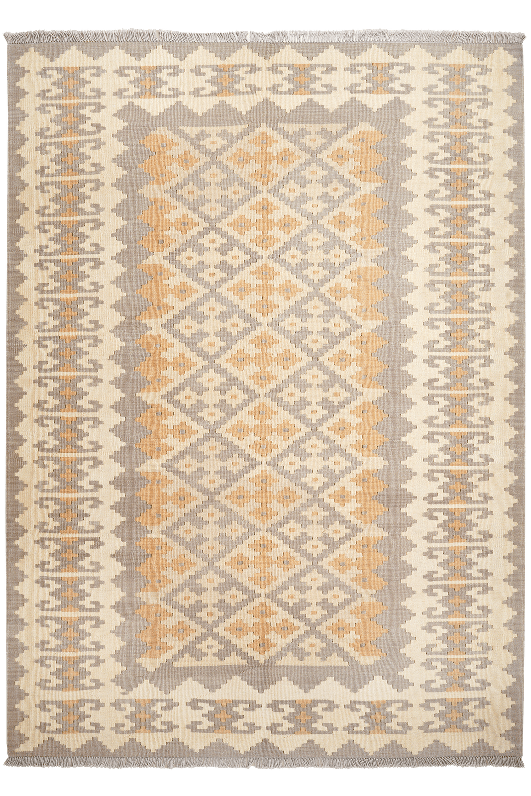 Kelim Gashgai — Handmade, 168x237 cm, Grey, 100% Virgin Wool | Main view