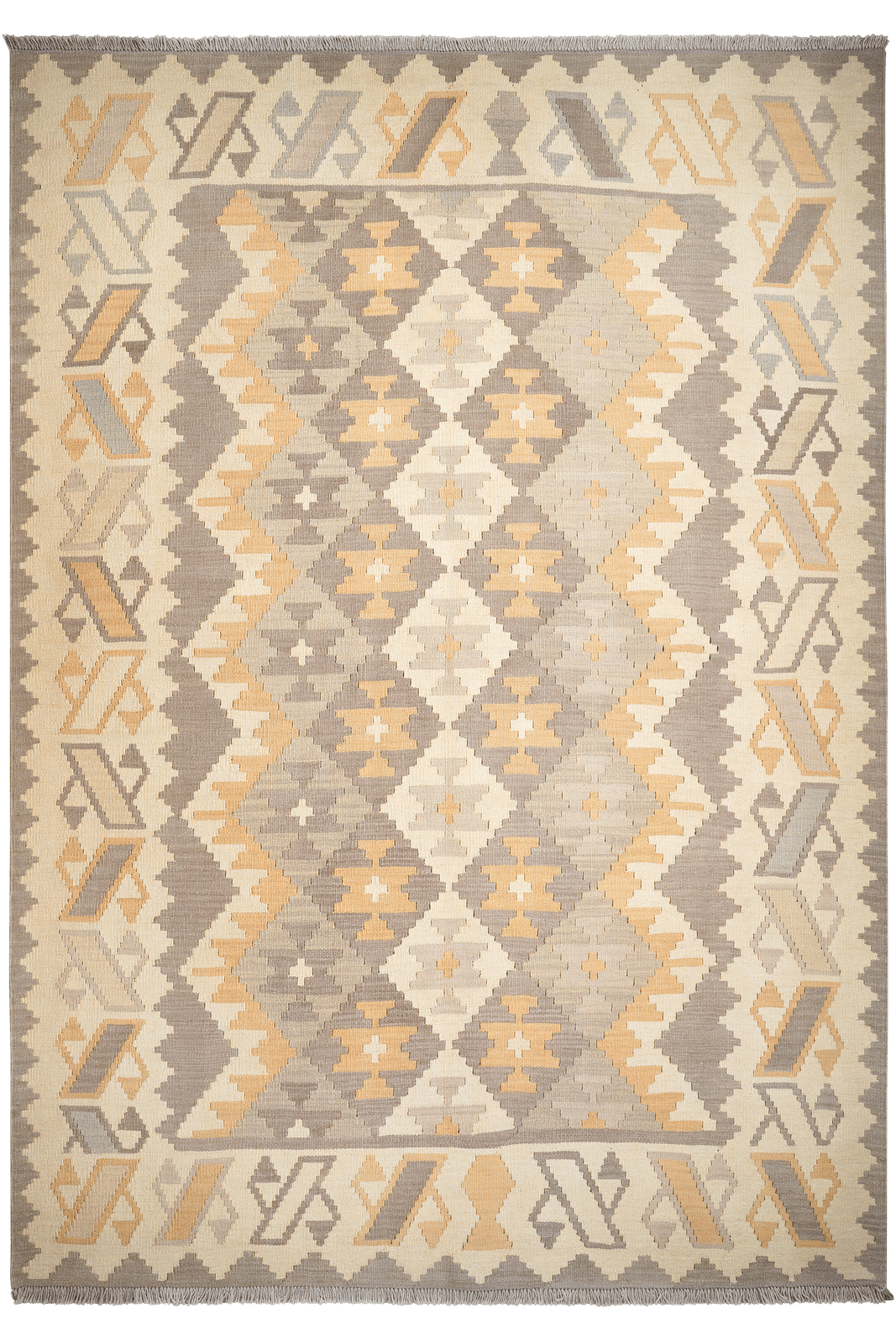 Kelim Gashgai — Handmade, 201x285 cm, Beige, 100% Virgin Wool | Main view