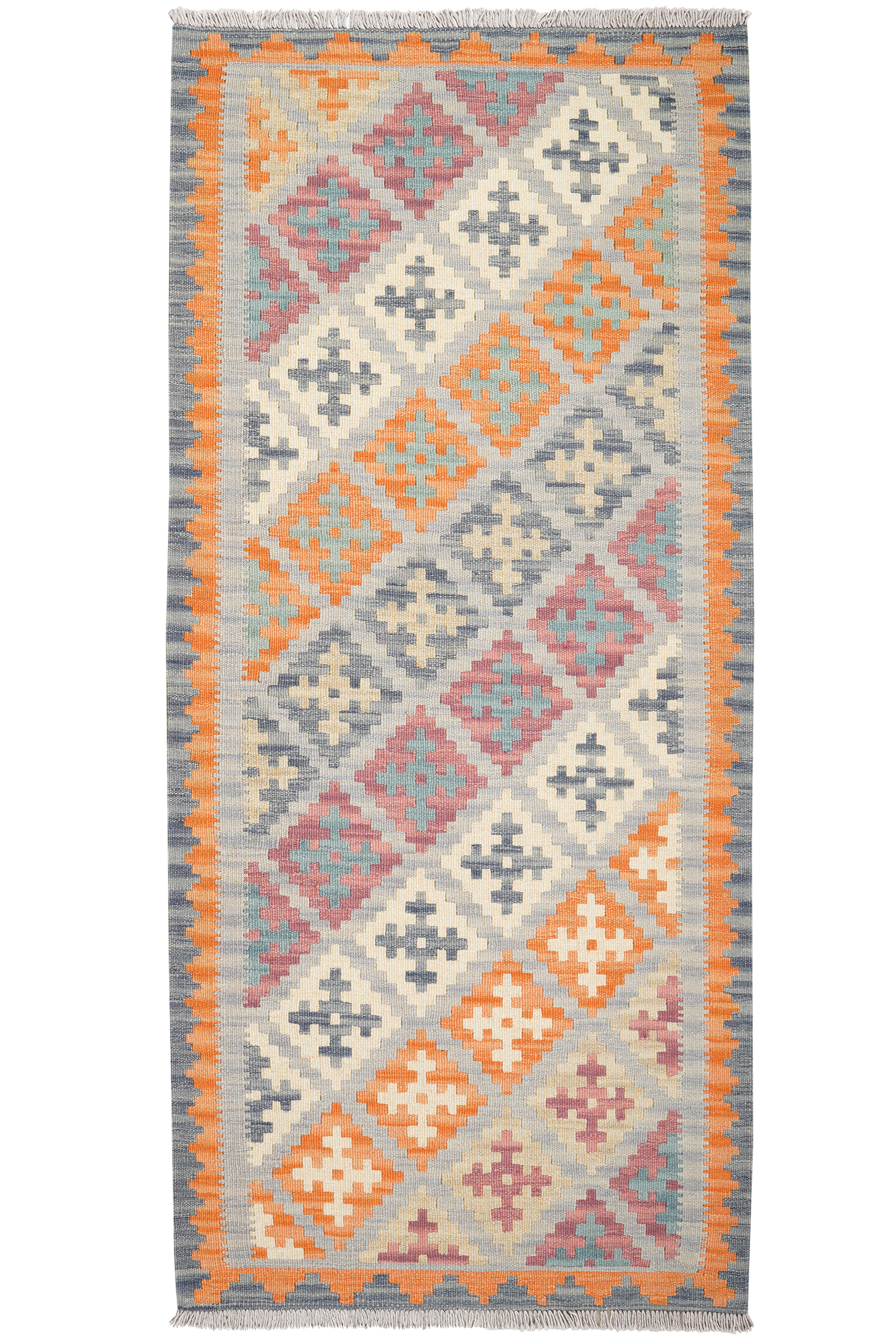 Kelim Gashgai — Handgefertigt, 190x85 cm, Orange, 100% Virgin Wool | Main view