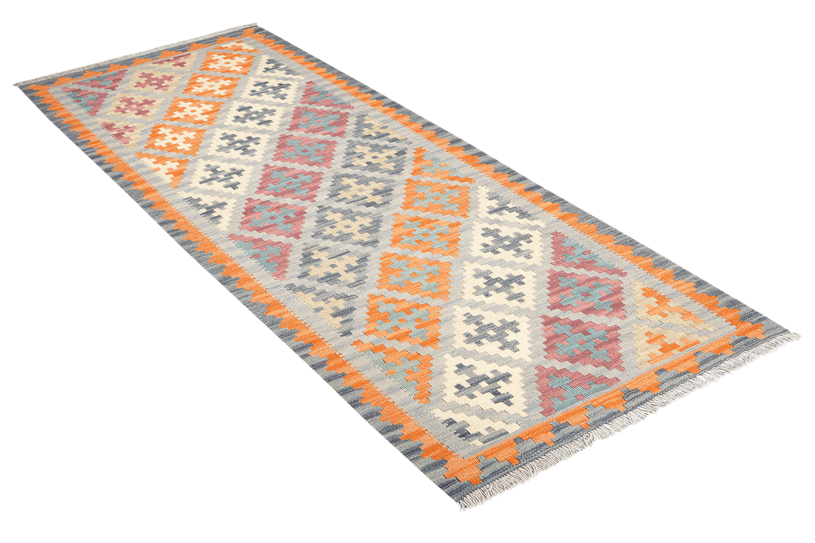Kelim Gashgai — Handmade, 85x190 cm, Grey, 100% Virgin Wool | View 4