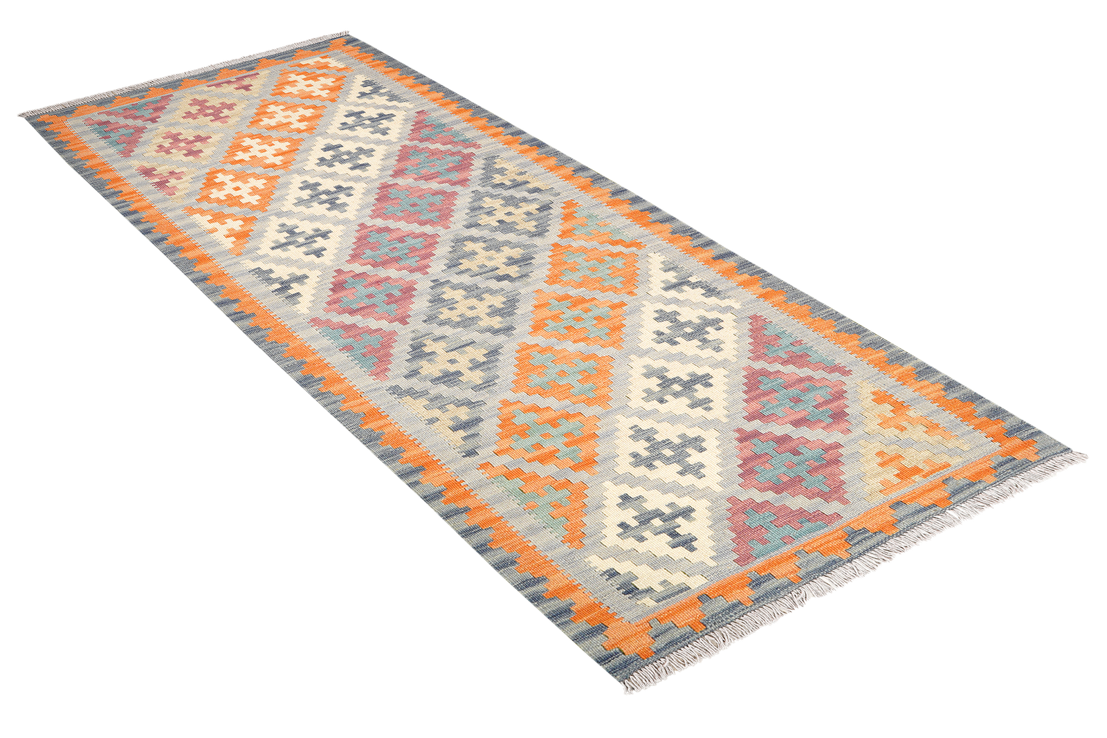 Kelim Gashgai — Handgefertigt, 190x85 cm, Orange, 100% Virgin Wool | View 5