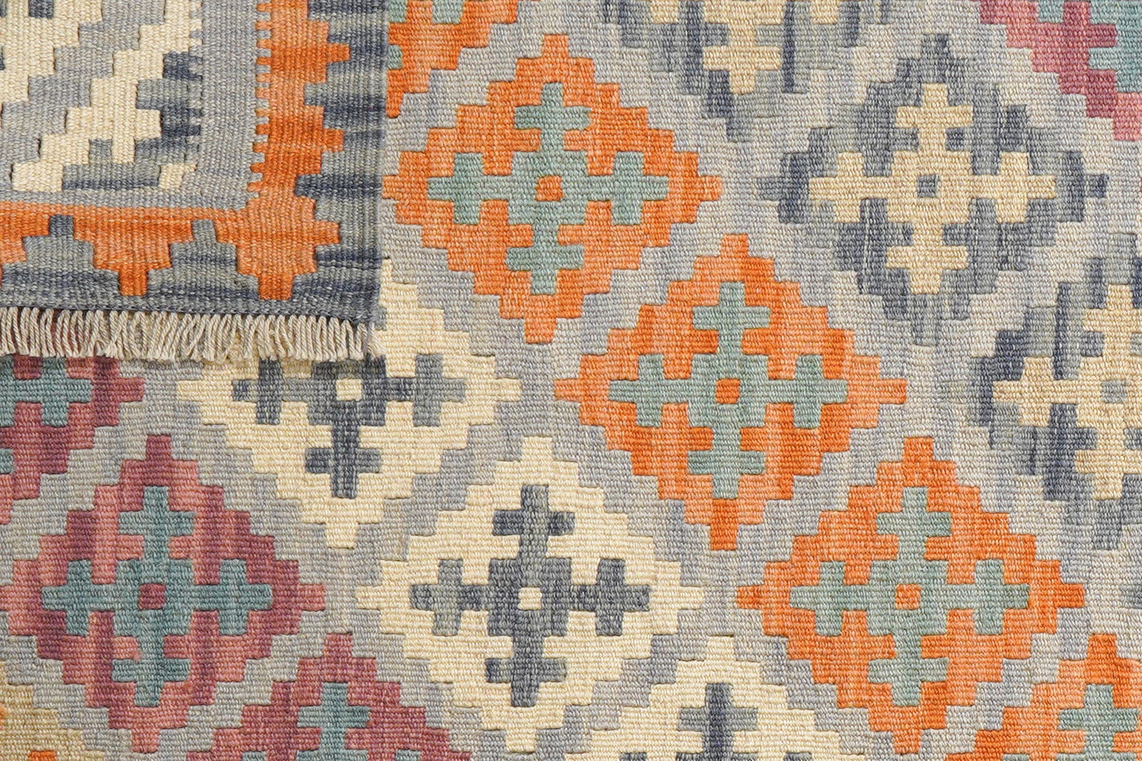 Kelim Gashgai — Handgefertigt, 190x85 cm, Orange, 100% Virgin Wool | View 7