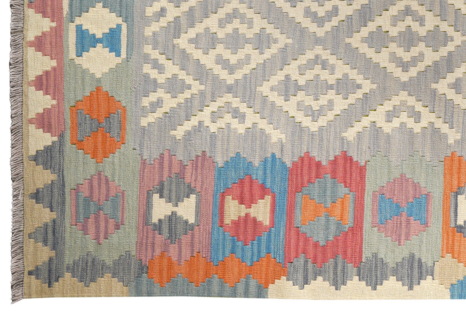 Kelim Gashgai — Handmade, 168x238 cm, Grey, 100% Virgin Wool | View 3