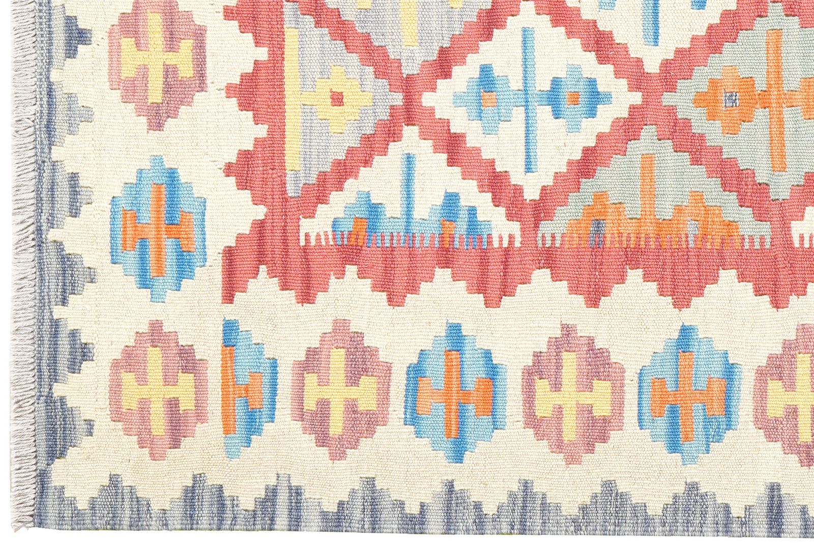 Kelim Gashgai — Handmade, 122x170 cm, Red, 100% Virgin Wool | View 3