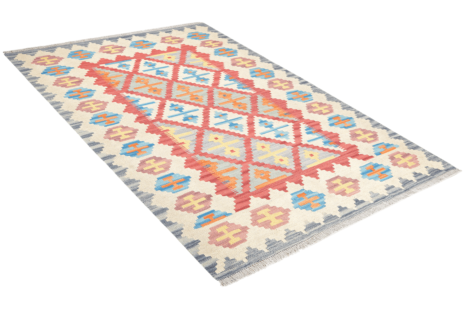 Kelim Gashgai — Handmade, 122x170 cm, Red, 100% Virgin Wool | View 4