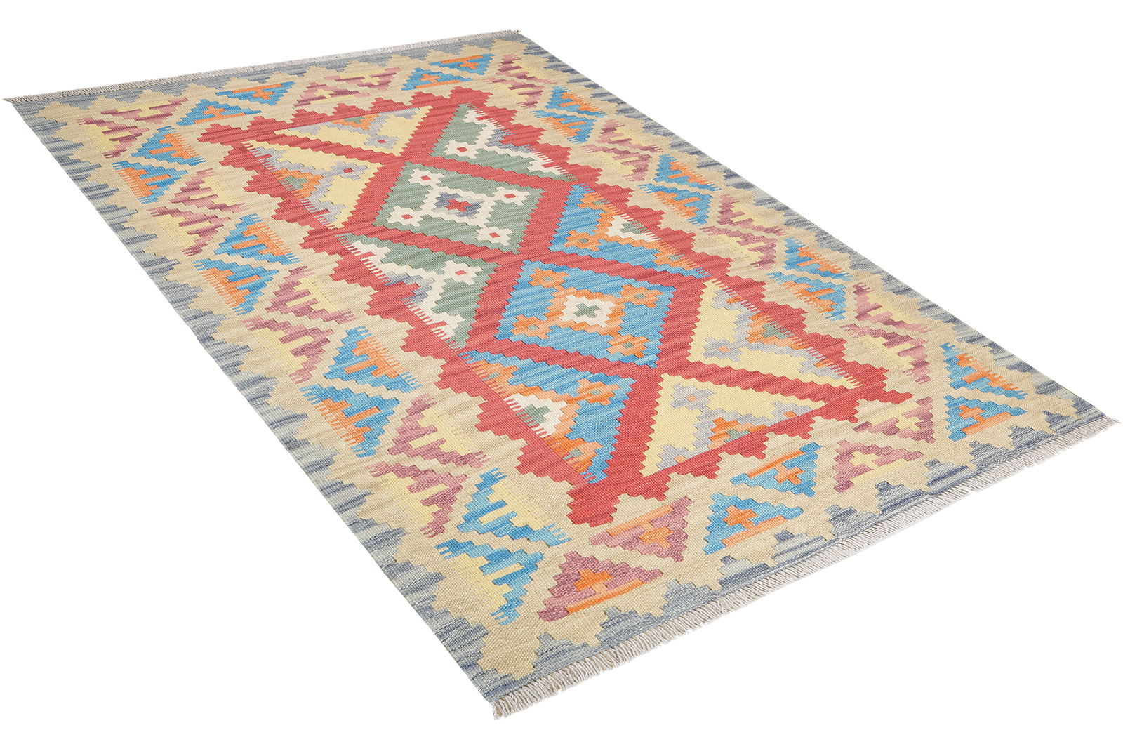 Kelim Gashgai — Handgefertigt, 171x123 cm, Beige, 100% Virgin Wool | View 5