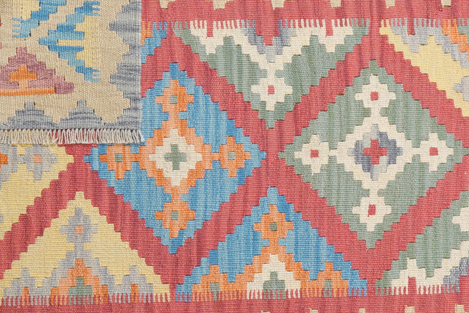 Kelim Gashgai — Handgefertigt, 171x123 cm, Beige, 100% Virgin Wool | View 7