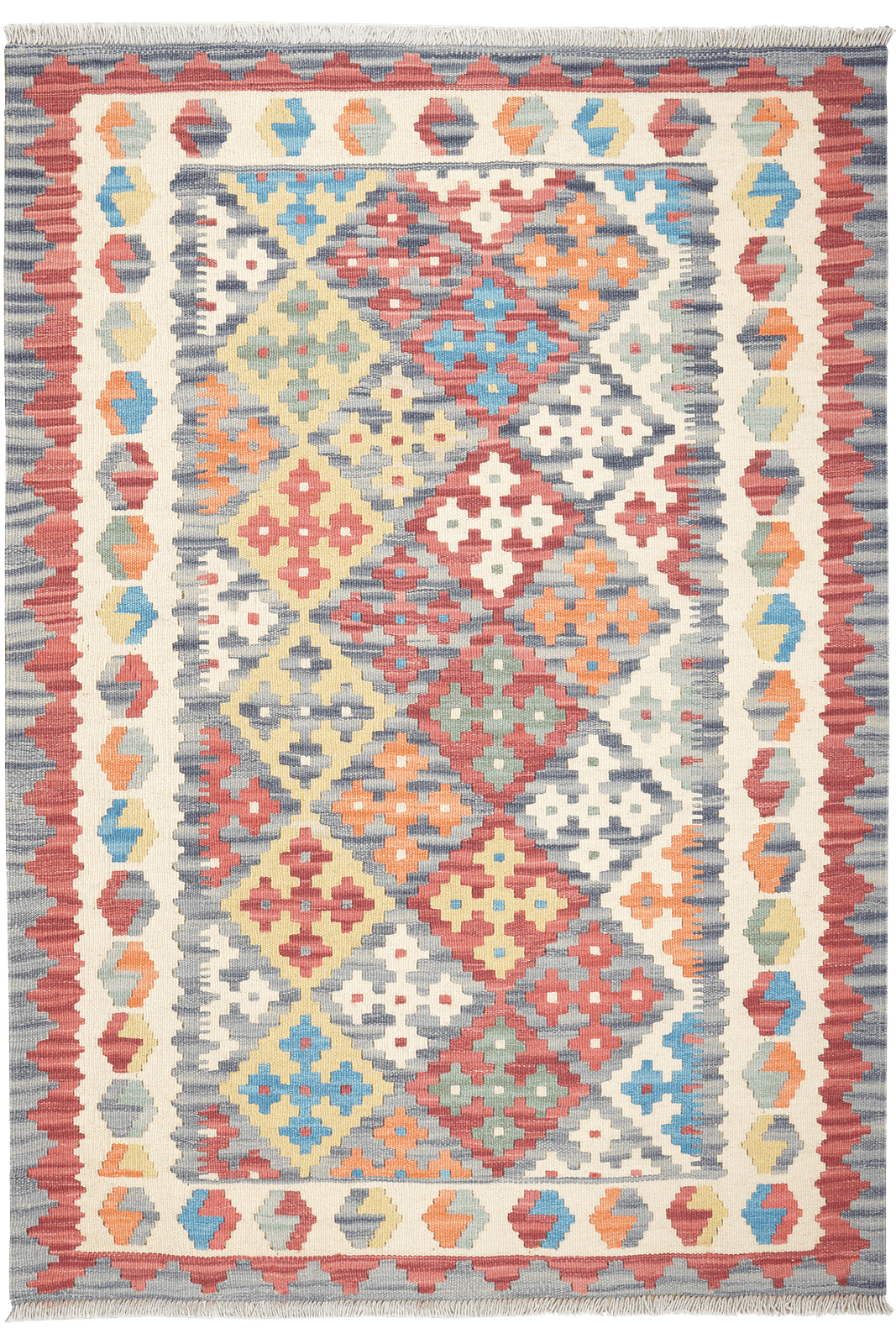 Kelim Gashgai — Handmade, 124x176 cm, Beige, 100% Virgin Wool | Main view