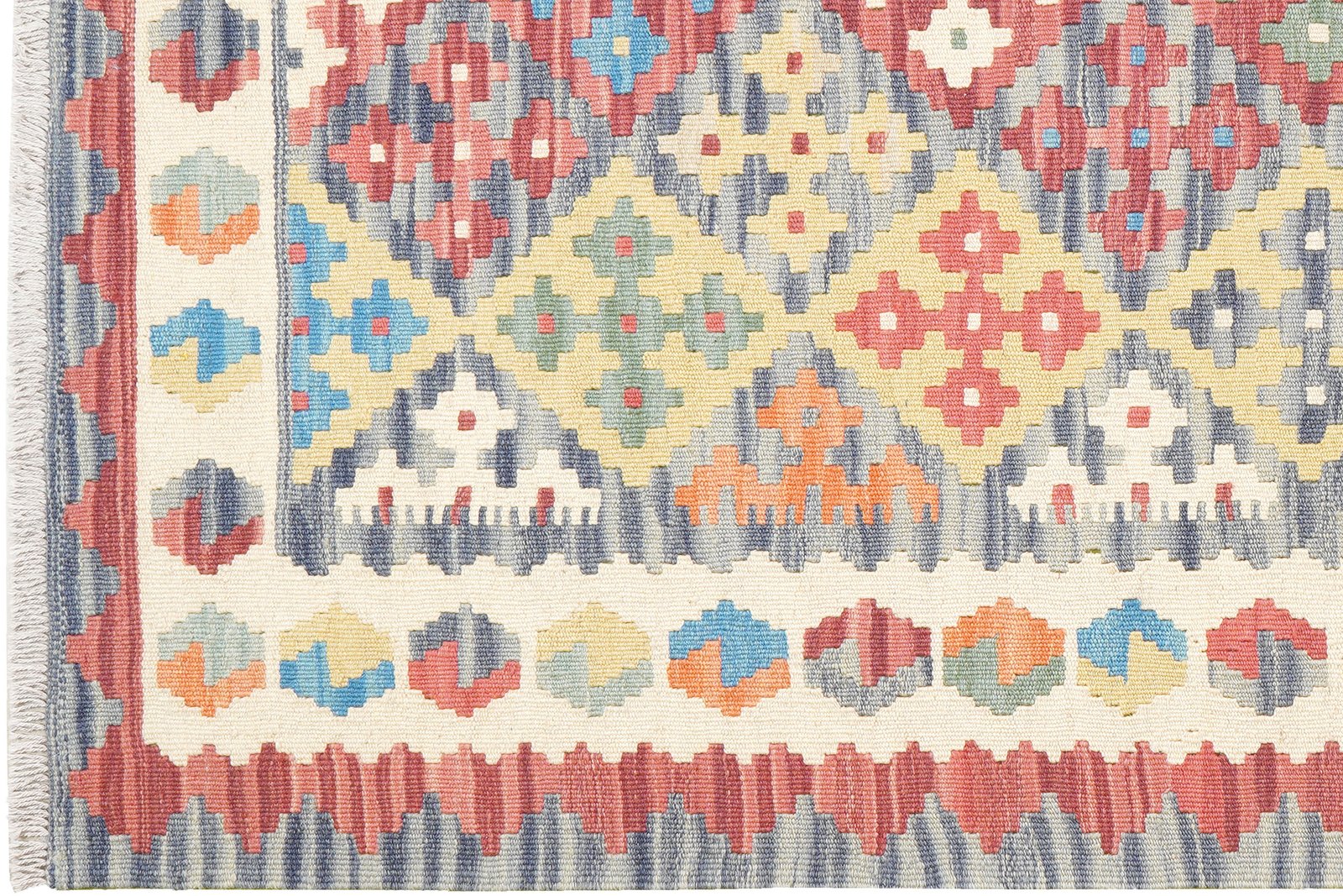 Kelim Gashgai — Handmade, 124x176 cm, Beige, 100% Virgin Wool | View 3