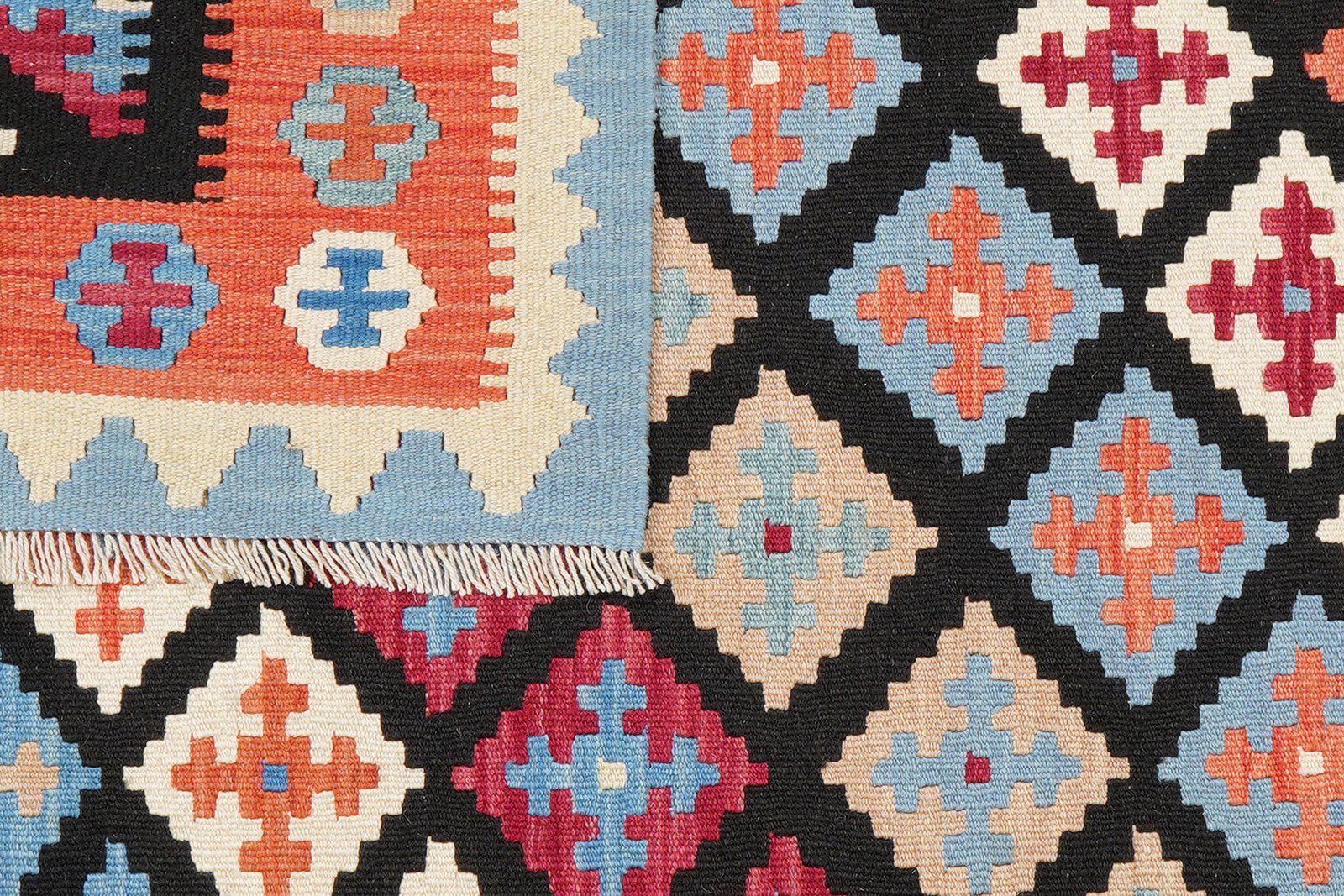 Kelim Gashgai — Handmade, 129x172 cm, Black, 100% Virgin Wool | View 6