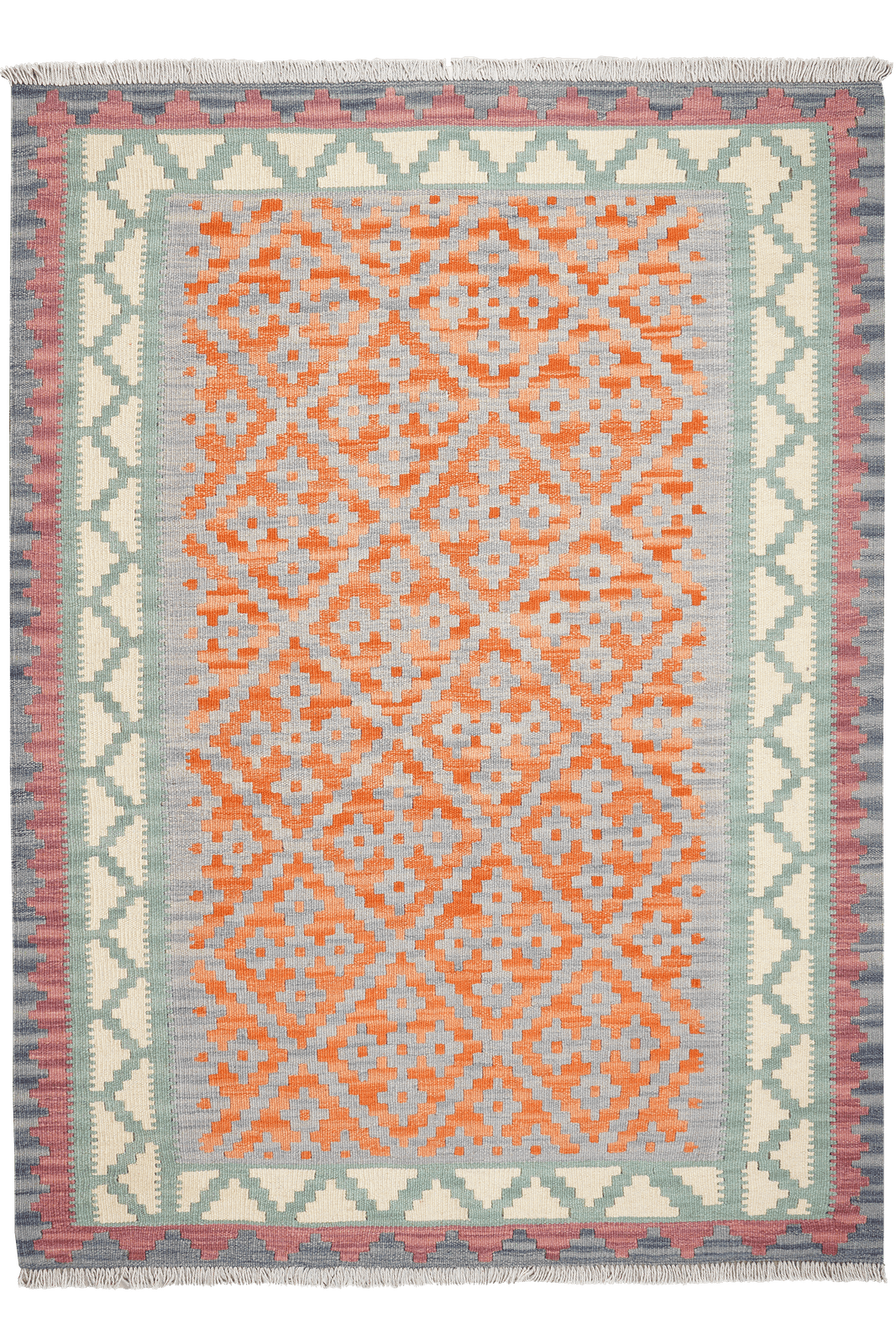 Kelim Gashgai — Handmade, 125x172 cm, Grey, 100% Virgin Wool | Main view