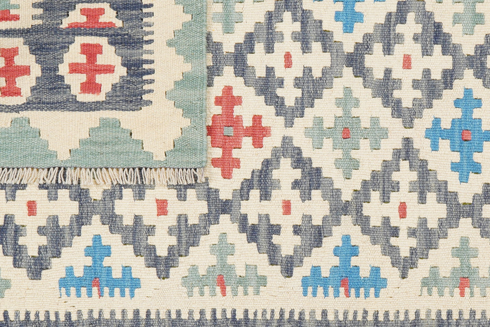 Kelim Gashgai — Handgefertigt, 174x117 cm, Blau, 100% Virgin Wool | View 7