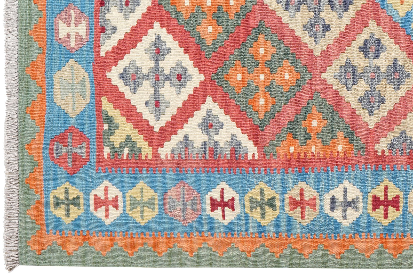 Kelim Gashgai — Handmade, 129x191 cm, Red, 100% Virgin Wool | View 3