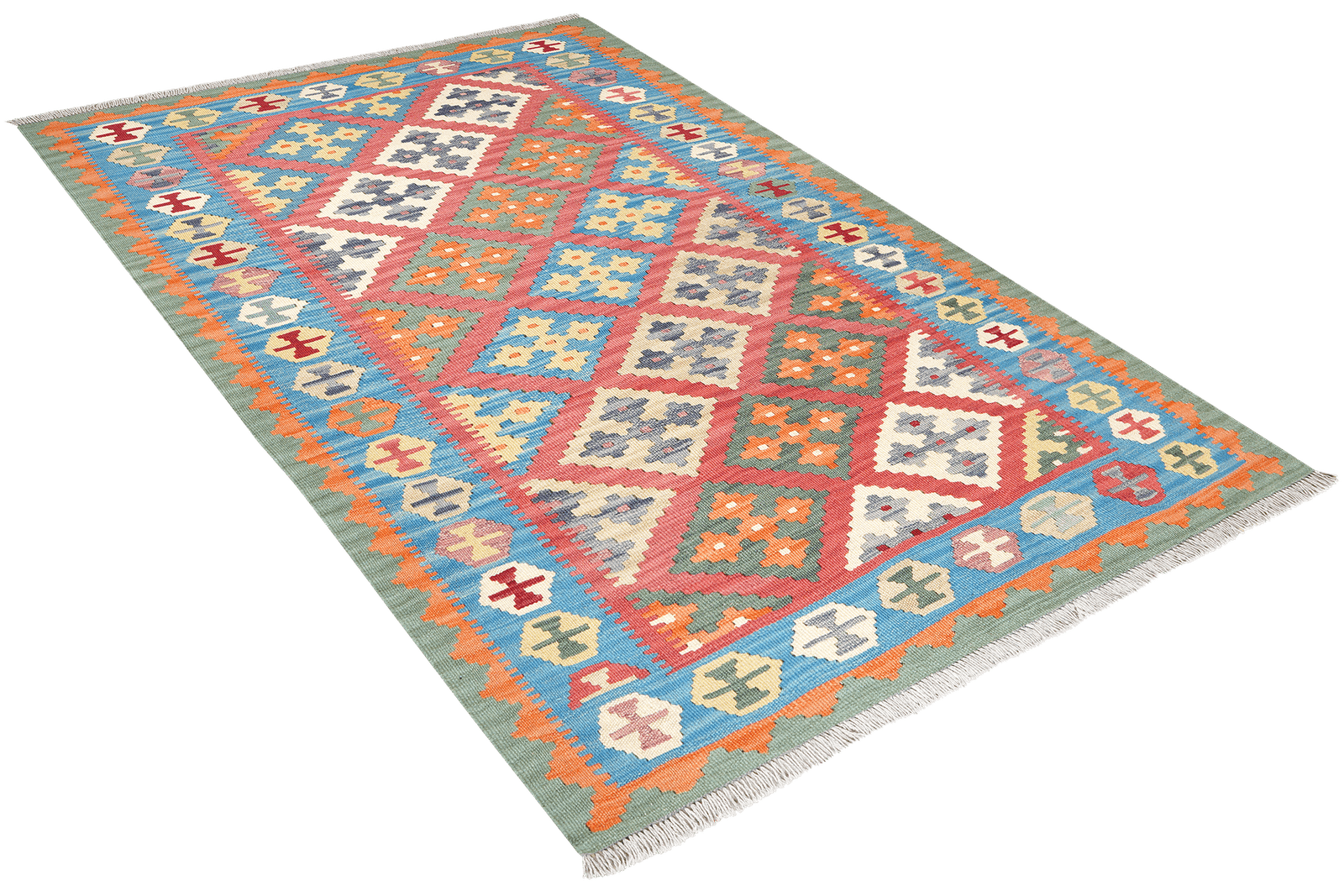 Kelim Gashgai — Handmade, 129x191 cm, Red, 100% Virgin Wool | View 4
