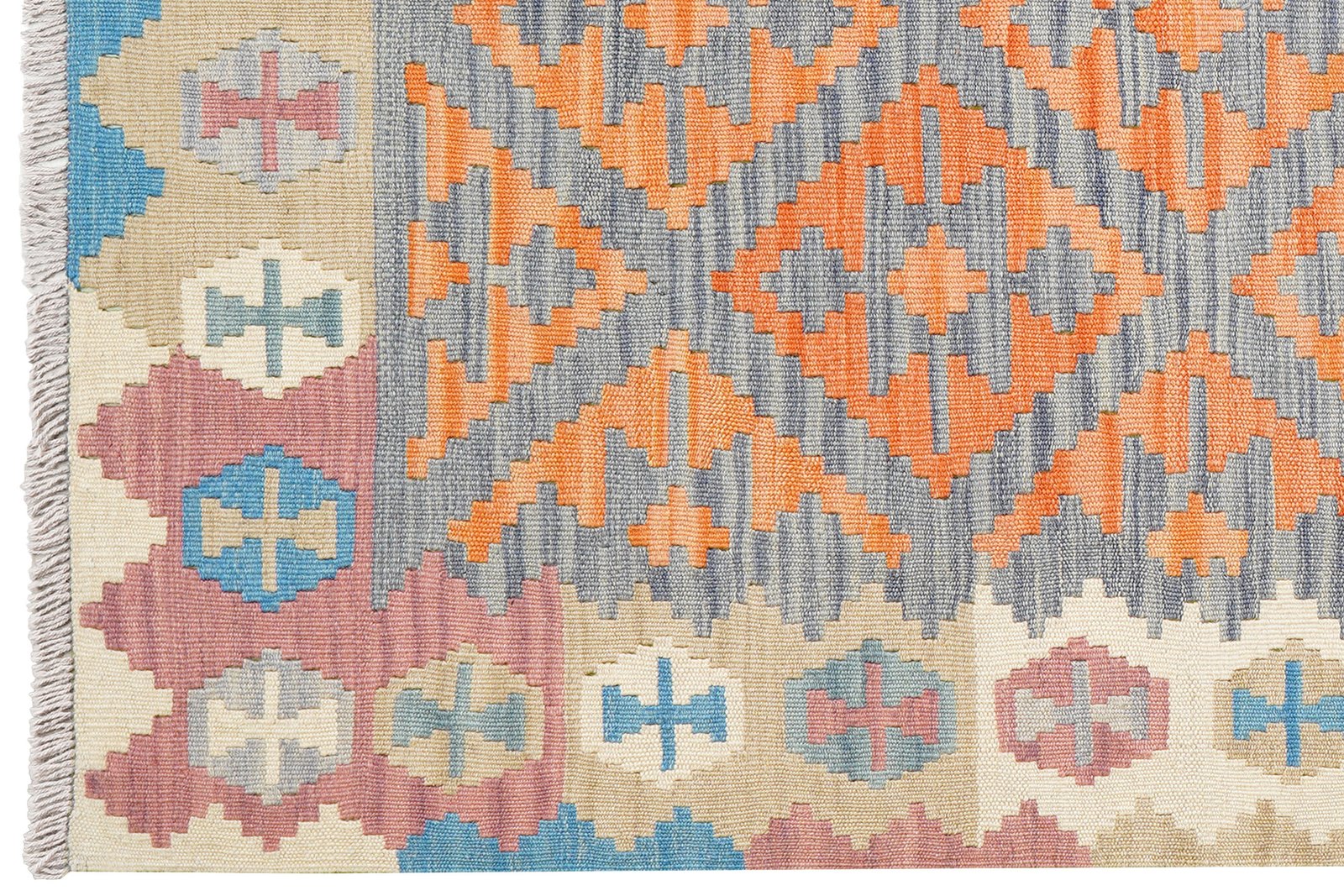 Kelim Gashgai — Handmade, 119x188 cm, Blue, 100% Virgin Wool | View 3