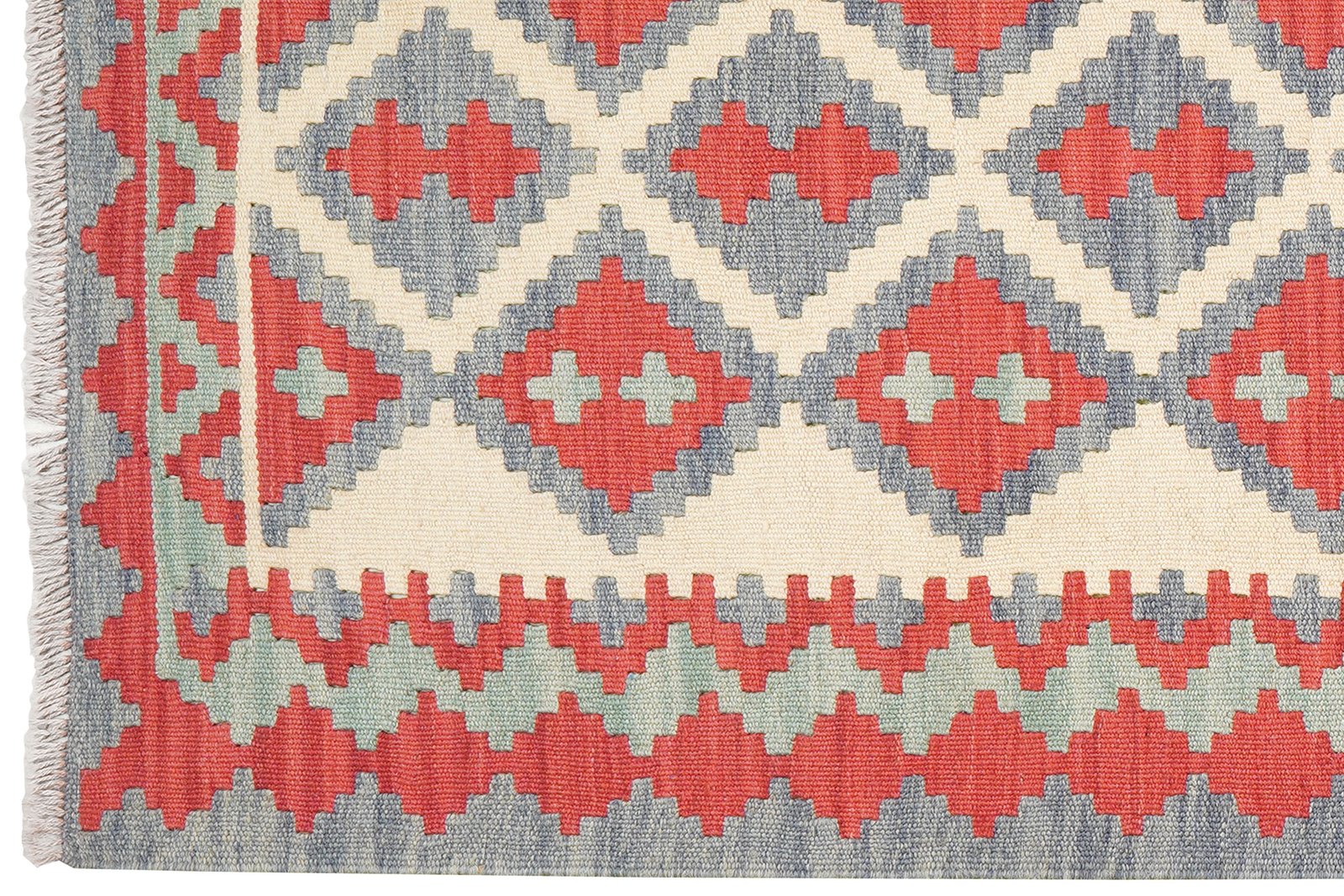 Kelim Gashgai — Handmade, 87x204 cm, Beige, 100% Virgin Wool | View 3