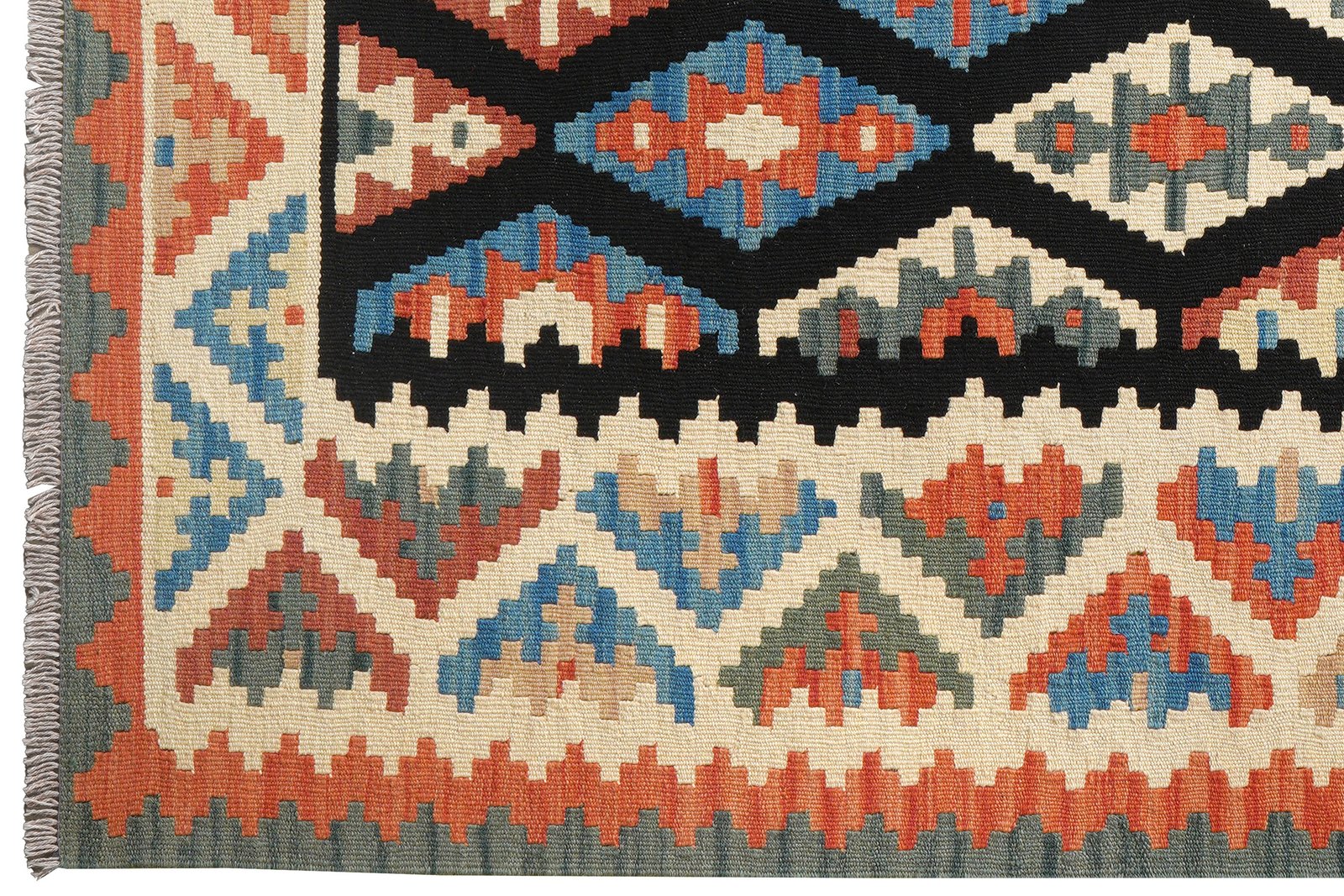 Kelim Gashgai — Handmade, 150x194 cm, Black, 100% Virgin Wool | View 3