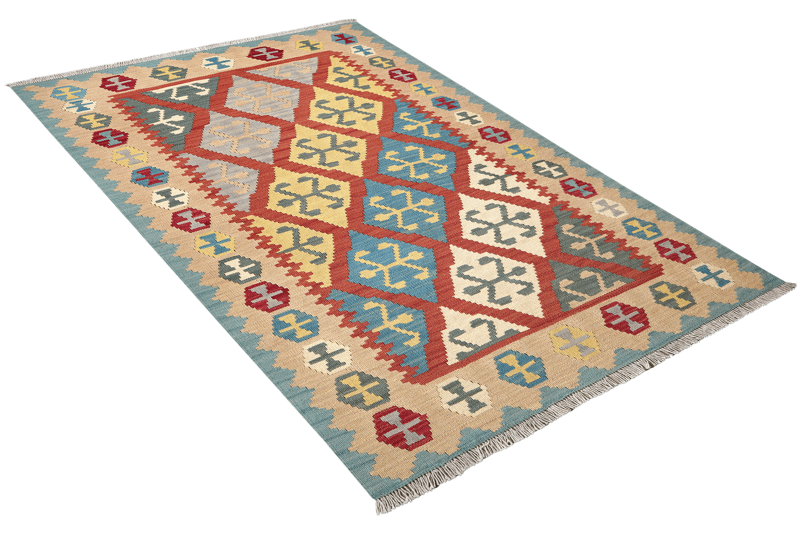 Kelim Gashgai — Handmade, 121x179 cm, Red, 100% Virgin Wool | View 4