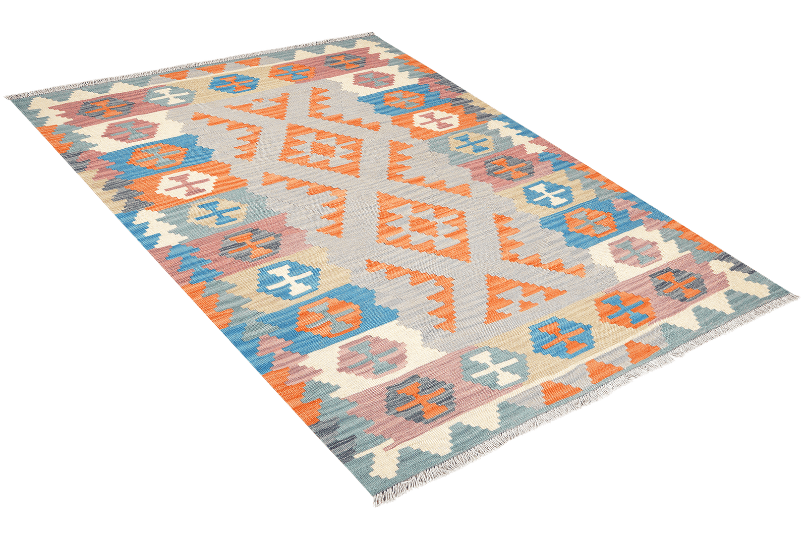 Kelim Gashgai — Handmade, 127x184 cm, Grey, 100% Virgin Wool | View 4