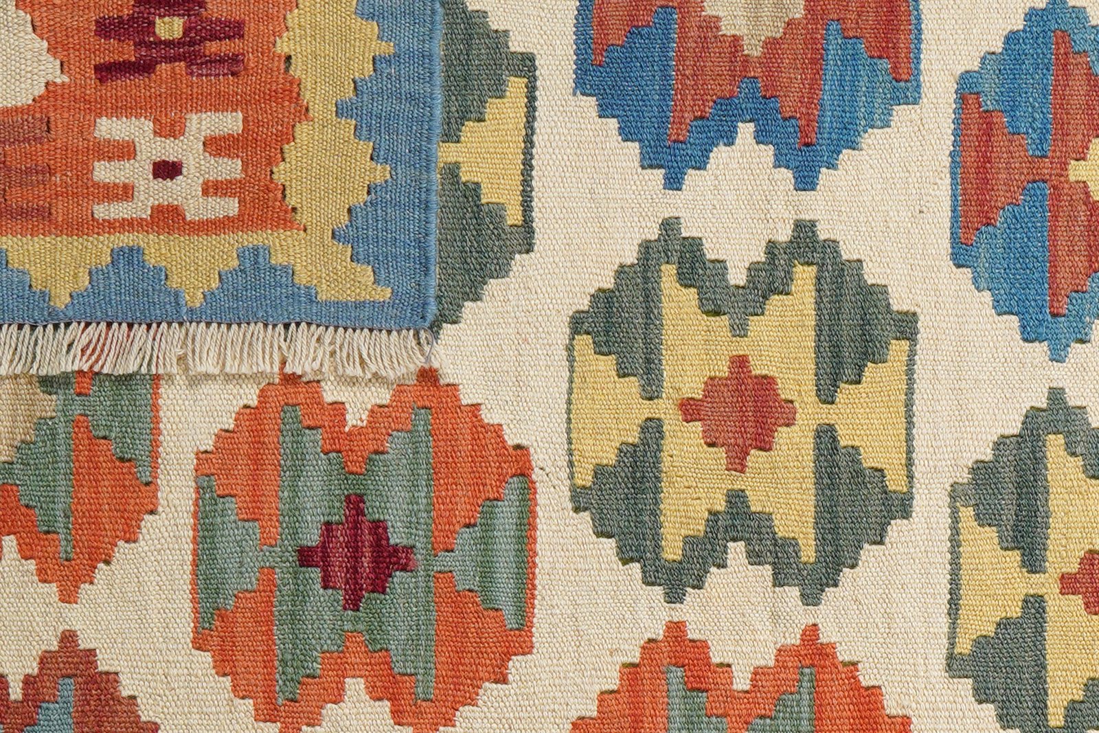 Kelim Gashgai — Handmade, 122x174 cm, Beige, 100% Virgin Wool | View 6