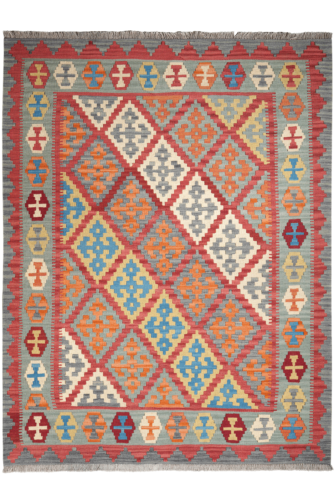 Kelim Gashgai — Handmade, 153x201 cm, Red, 100% Virgin Wool | Main view