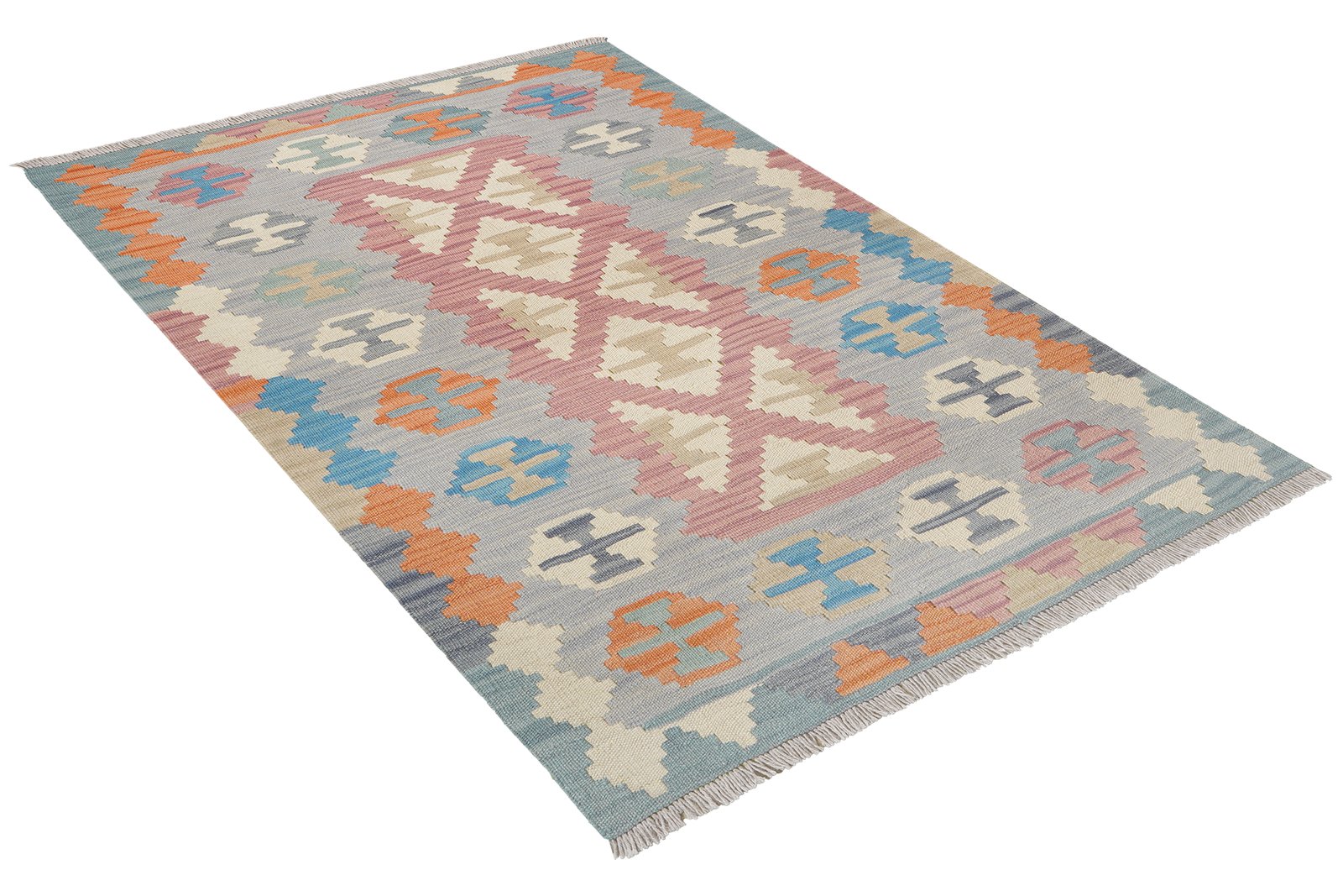 Kelim Gashgai — Handmade, 104x157 cm, Pink, 100% Virgin Wool | View 4