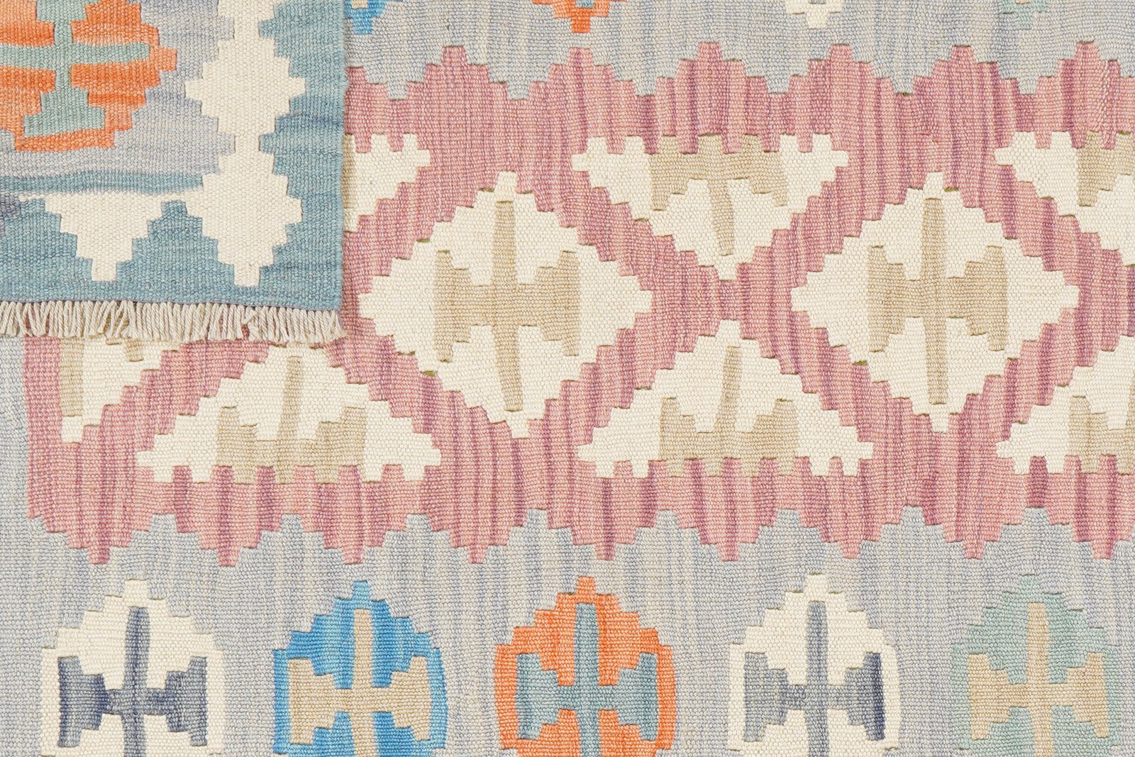 Kelim Gashgai — Handmade, 104x157 cm, Pink, 100% Virgin Wool | View 6