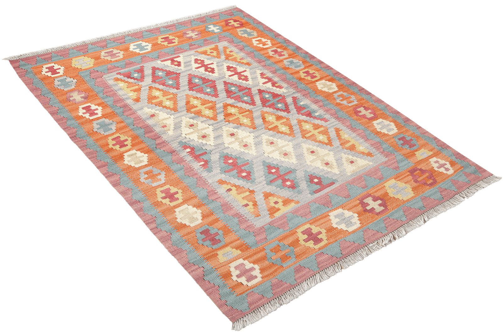 Kelim Gashgai — Handmade, 109x148 cm, Grey, 100% Virgin Wool | View 4