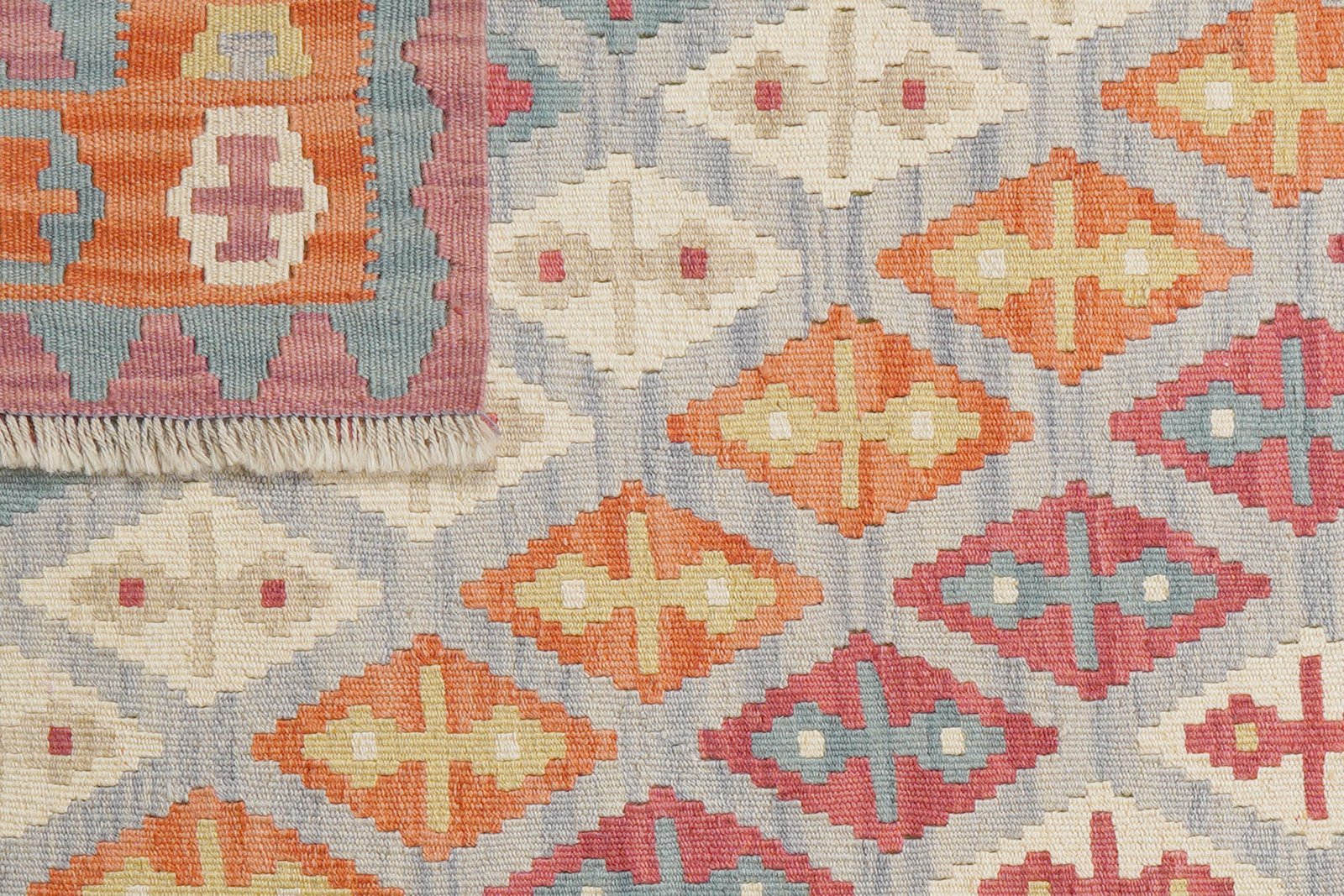 Kelim Gashgai — Handmade, 109x148 cm, Grey, 100% Virgin Wool | View 6