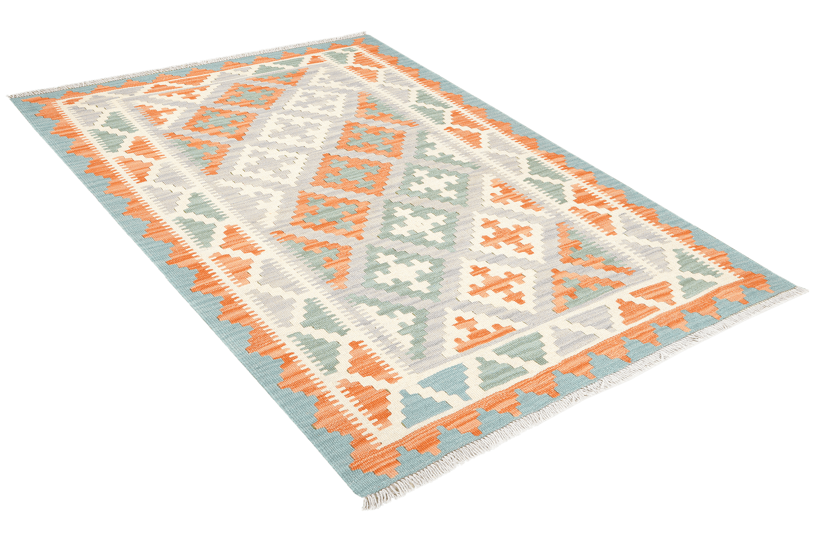 Kelim Gashgai — Handmade, 100x146 cm, Grey, 100% Virgin Wool | View 4