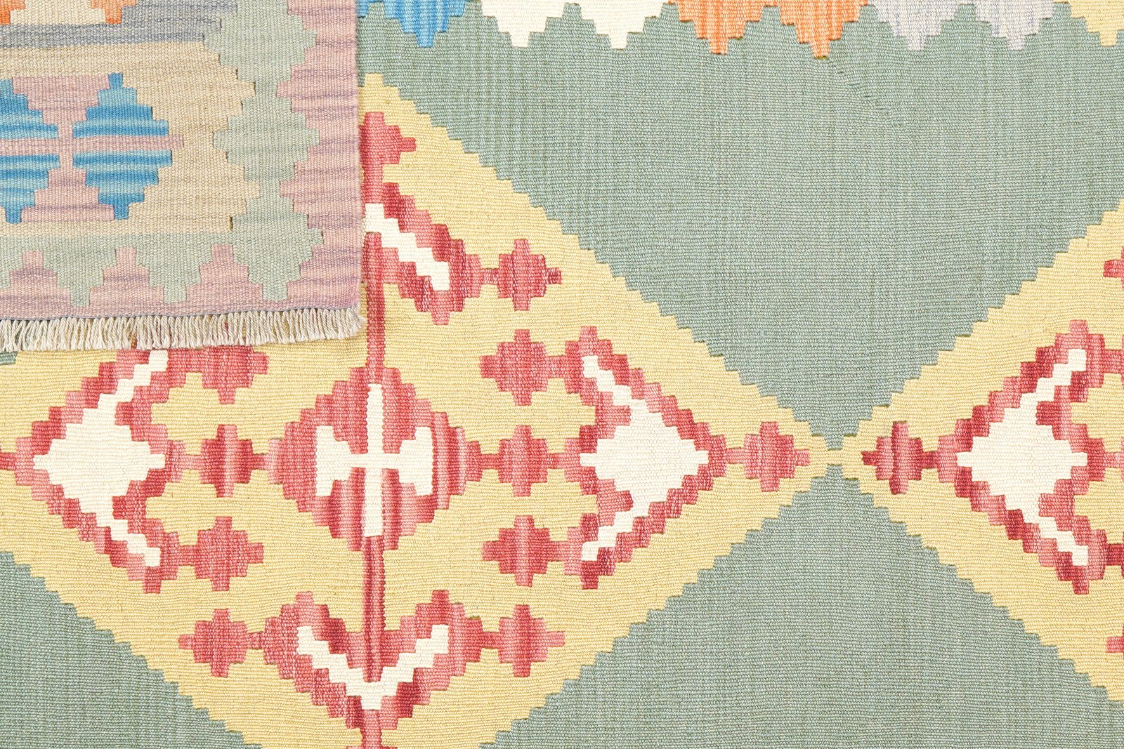 Kelim Gashgai — Handmade, 172x242 cm, Green, 100% Virgin Wool | View 6