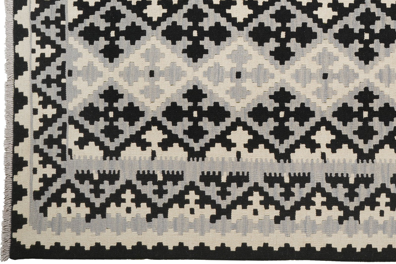 Kelim Gashgai — Handmade, 177x239 cm, Black, 100% Virgin Wool | View 3